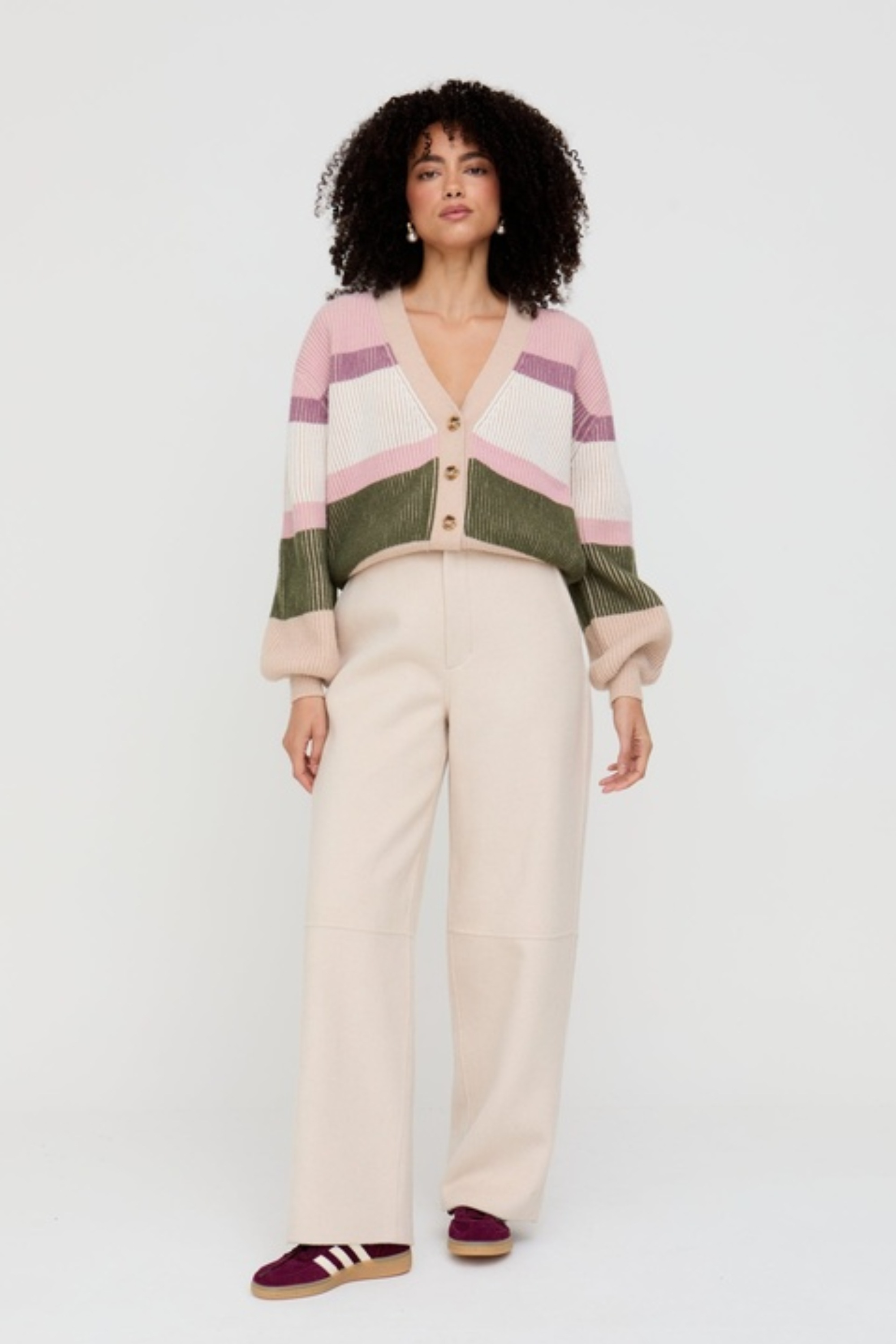 Lily and Lionel Strickjacke »Holly Button Front Stripe Print Cardigan Damen«