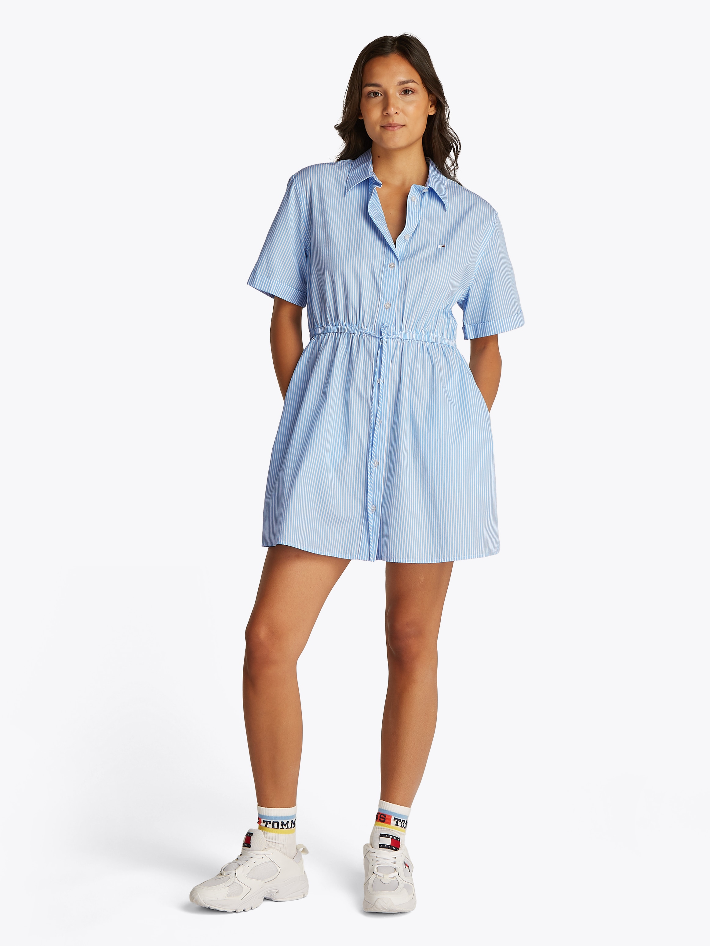 Tommy Jeans Shirtkleid »TJW MINI STRIPE SHIRT DRESS«, mit Taillen Bindeband