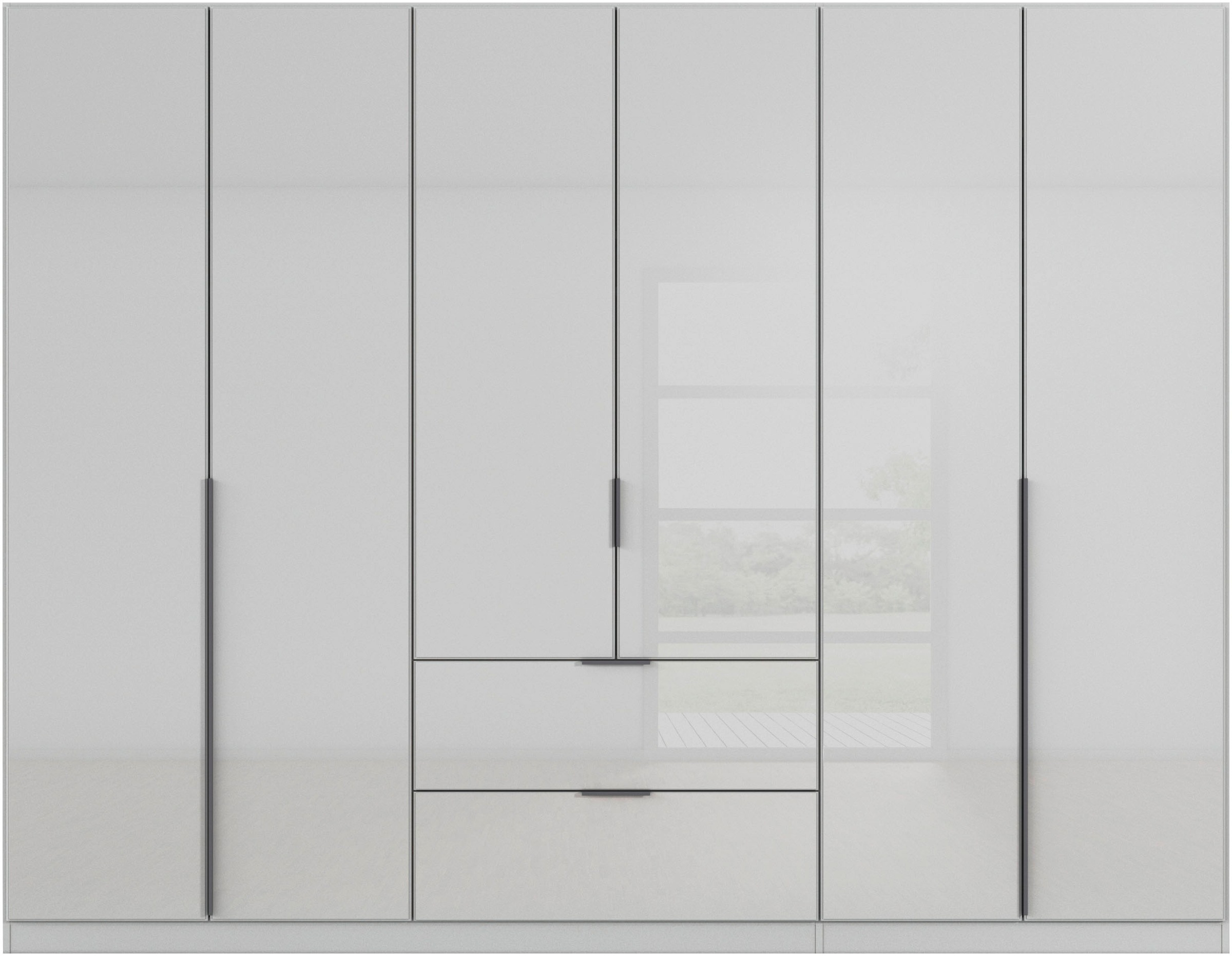 rauch Drehtürenschrank »Kleiderschrank Kleiderschränke Schrank Garderobe AGORDO mit Glasfront«, (in zwei Griff-Farben, Breiten 91-360 cm), mit Außenschubkästen, in 7 Breiten und 2 Höhen MADE IN GERMANY