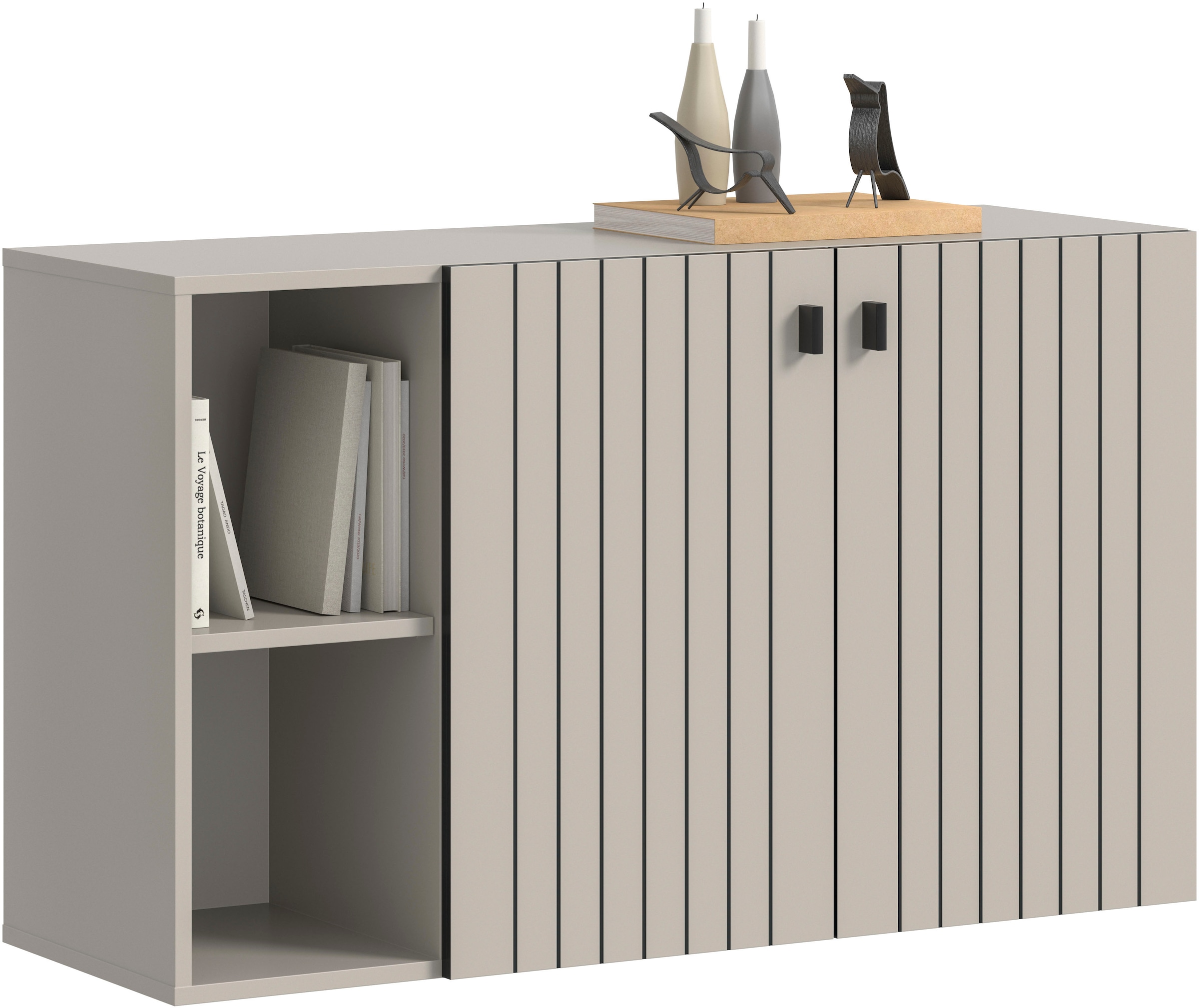 Home affaire Schuhschrank »TATIO, Breite 106 cm, hängend, Rillenopik, offene Fächer« 1 Stk. tlg. Schuhschrank, Schuhkommode, Flurkommode, Kommode, Hängeschrank