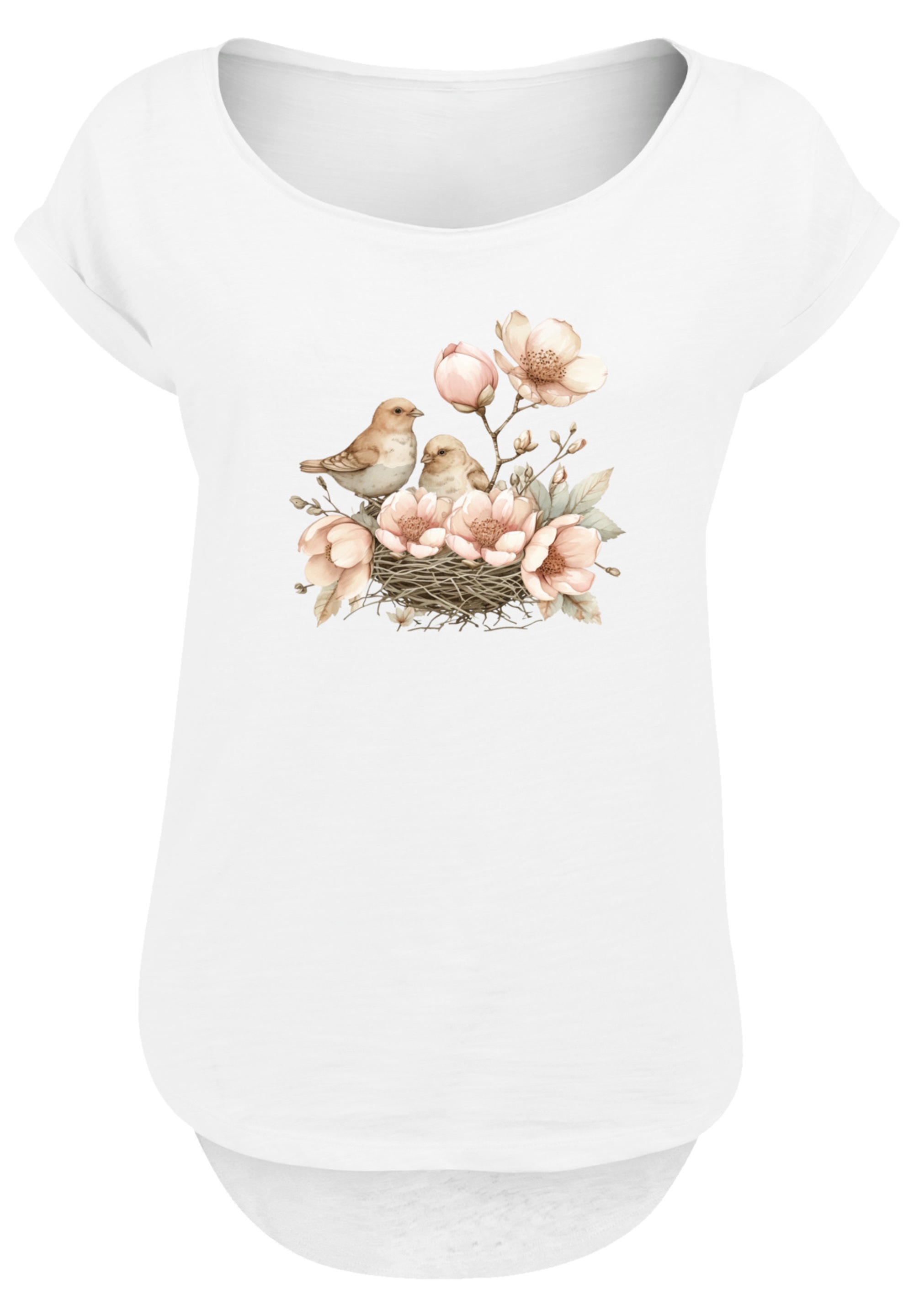 F4NT4STIC T-Shirt »Vogelnest Blumen«, Premium Qualität