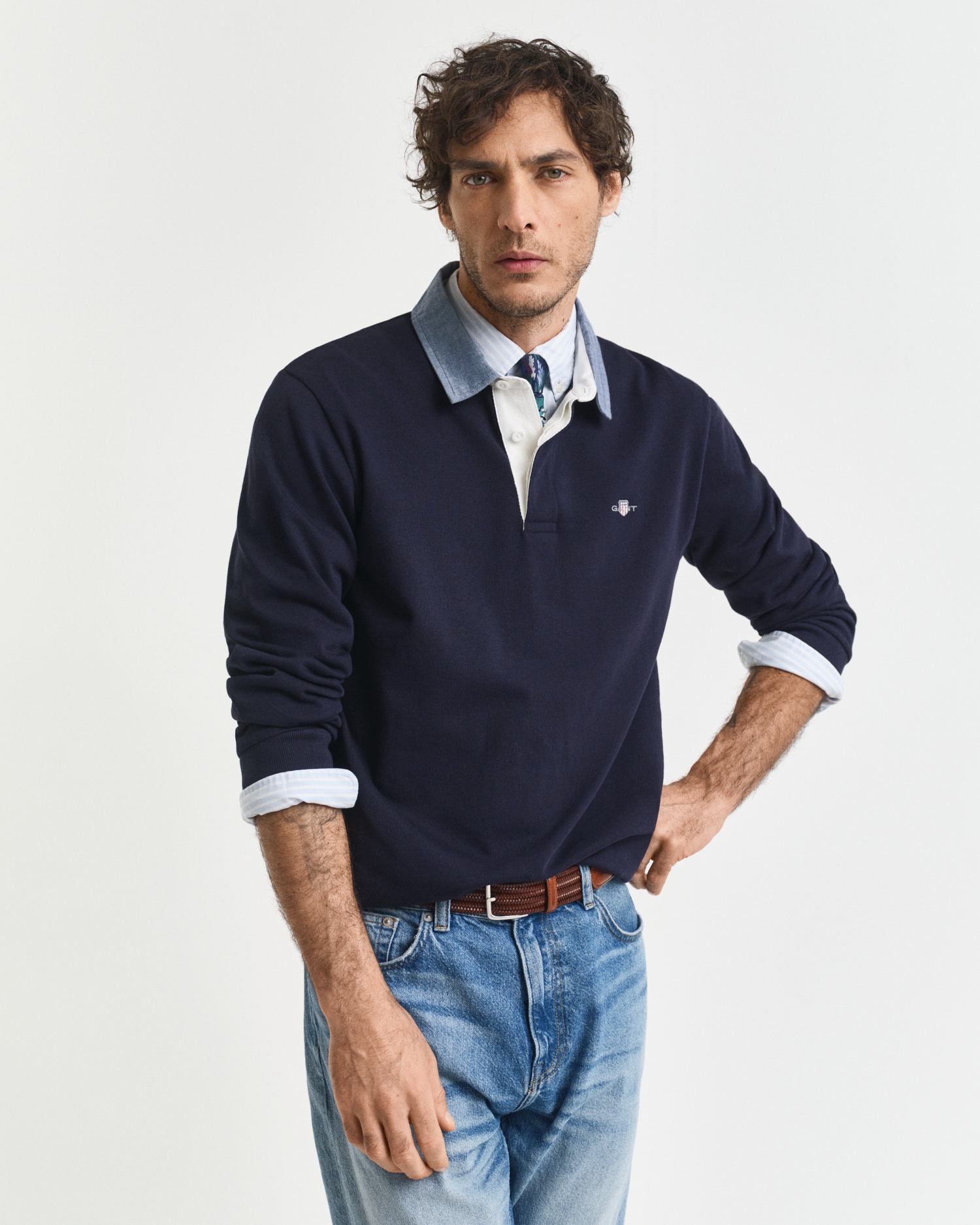 Gant Langarm-Poloshirt "REG CHAMBRAY HEAVY RUGGER" günstig online kaufen