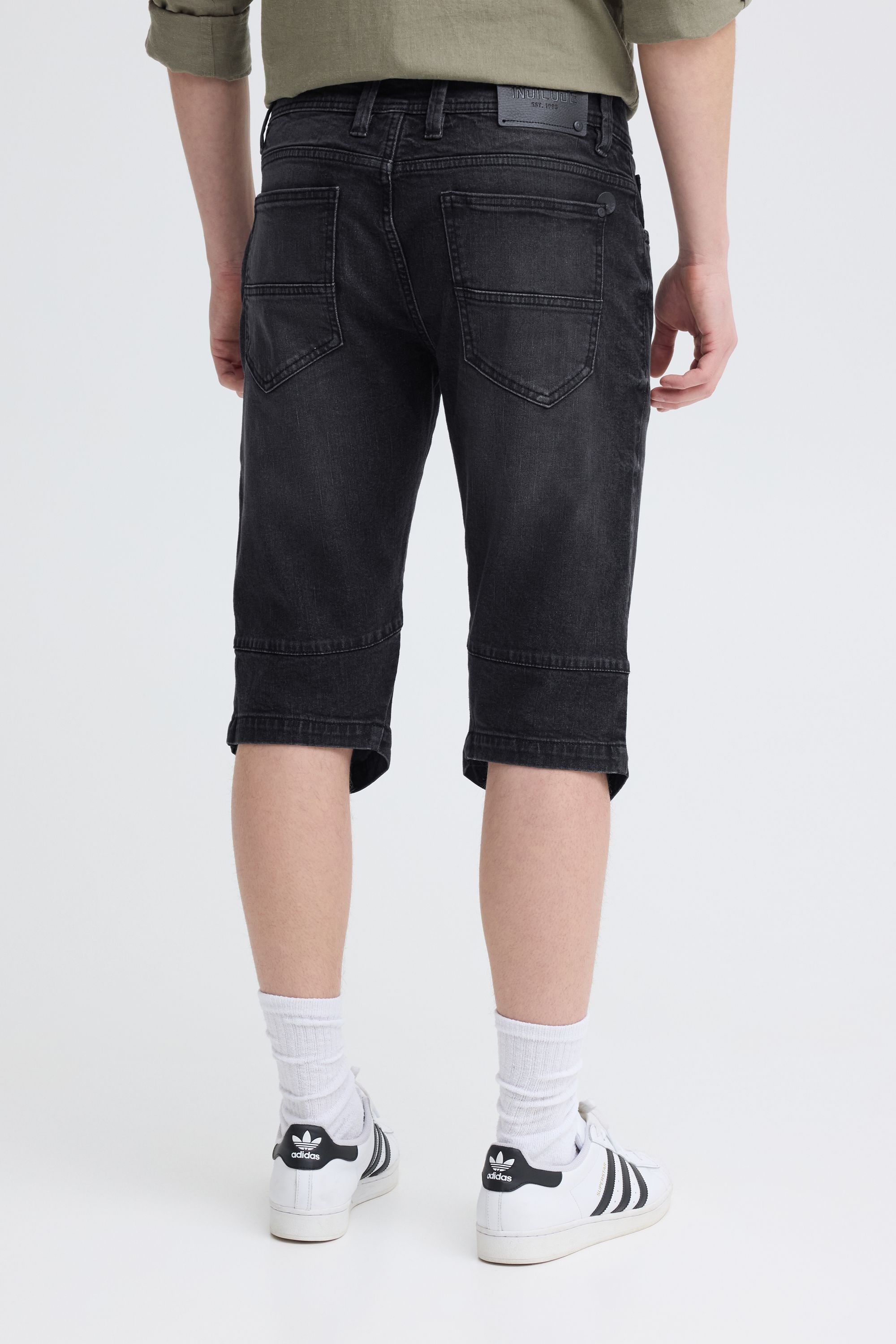 Shorts INDICODE "Jeansshorts IDQuince", Herren, Gr. M, N-Gr, schwarz, Obermaterial: 98% Baumwolle CO. 2% Elasthan EL., Jeans Shorts 3