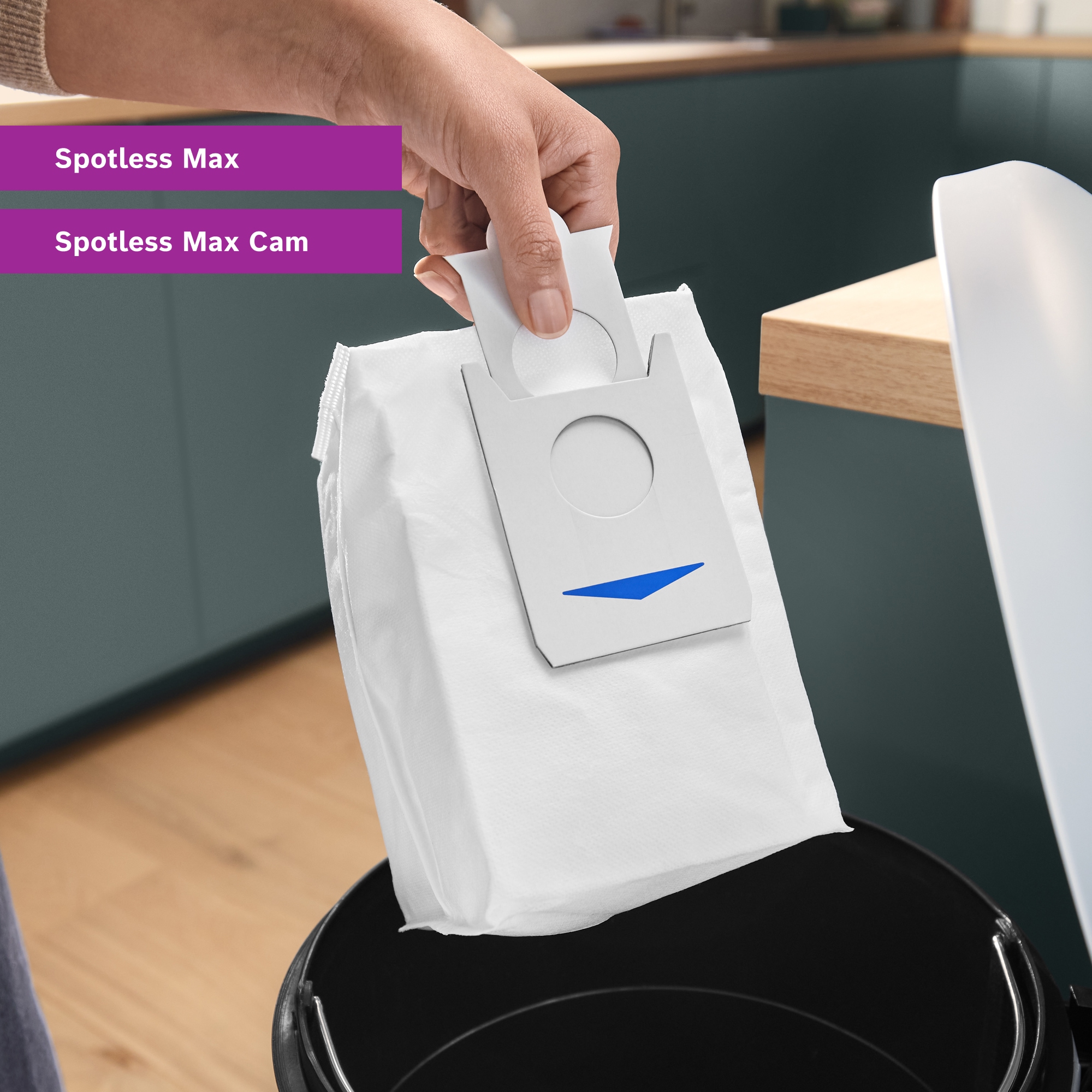 BOSCH Staubsaugerbeutel »BHZRDBAB, antibakteriell, für Spotless Max und Max Cam Saugroboter« für Servicestation, bindet Feinstaub, Allergene und Gerüche, 3er Pack