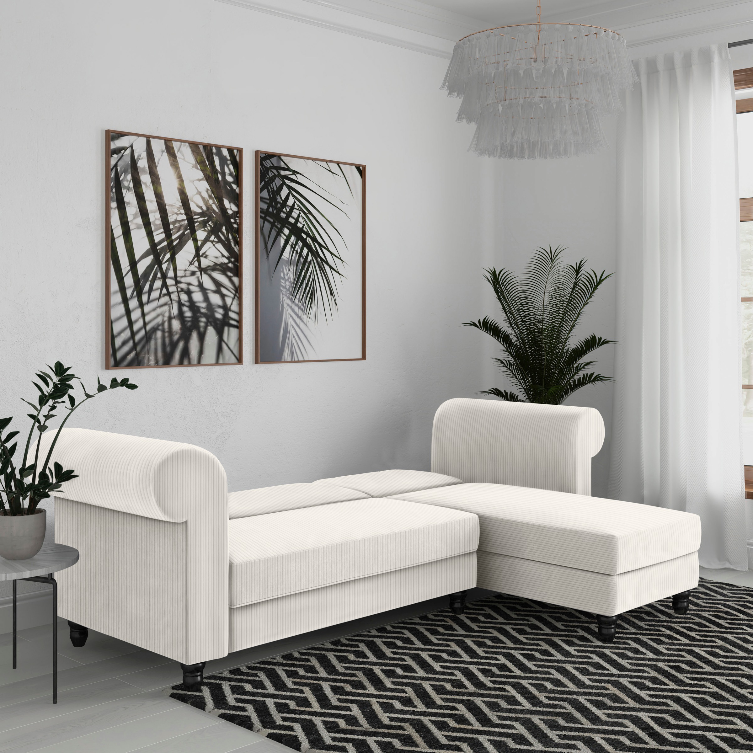 Dorel Home Ecksofa »Felix II, L-Form, Schlafsofa 241cm (Liegefl. 108/195 cm),«, verstellb. Rückenlehne, Recamiere wechselbar, Cord