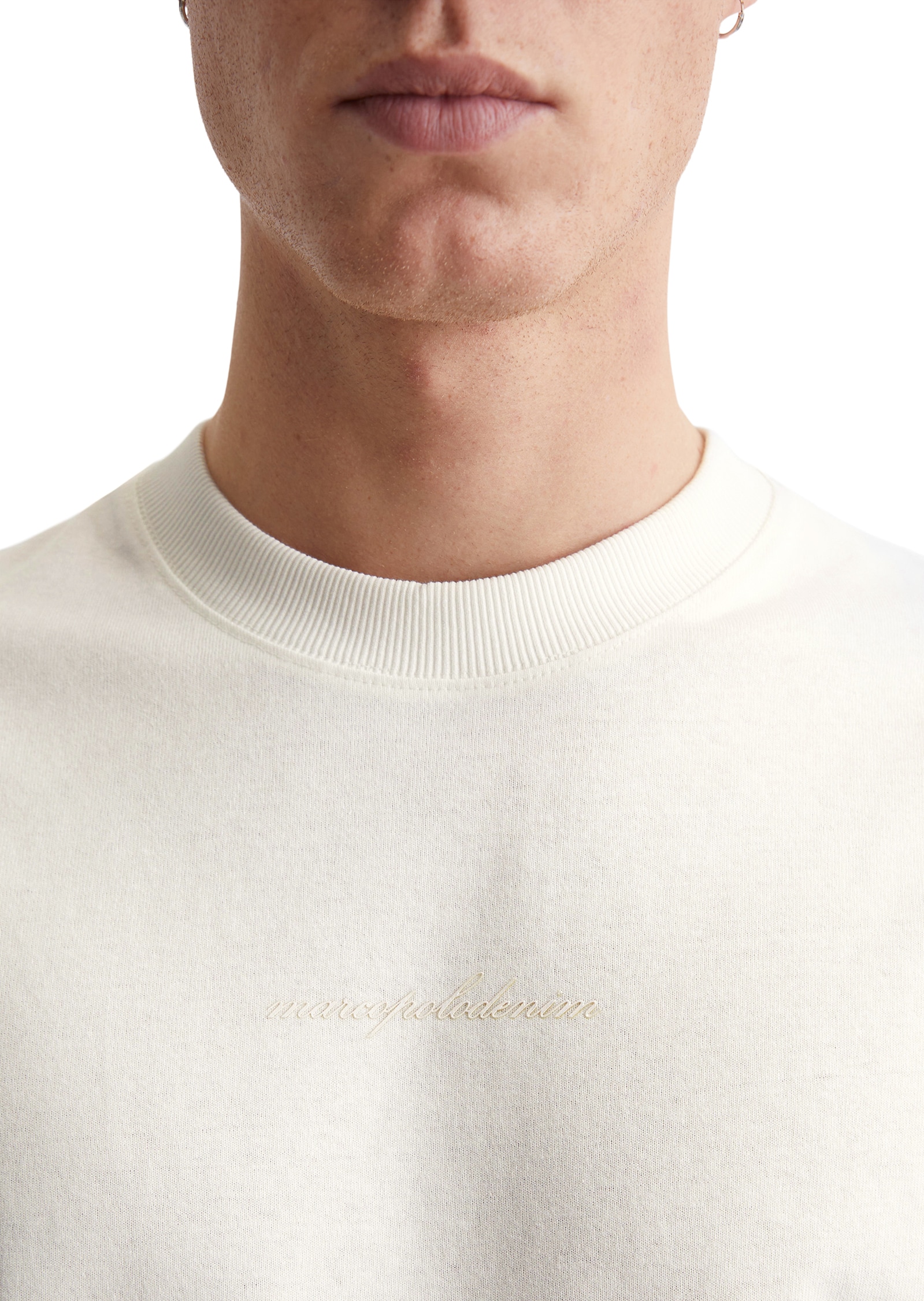 Marc O'Polo DENIM T-Shirt mit gummierten Markenlogo in dynamischer Schreibschrift