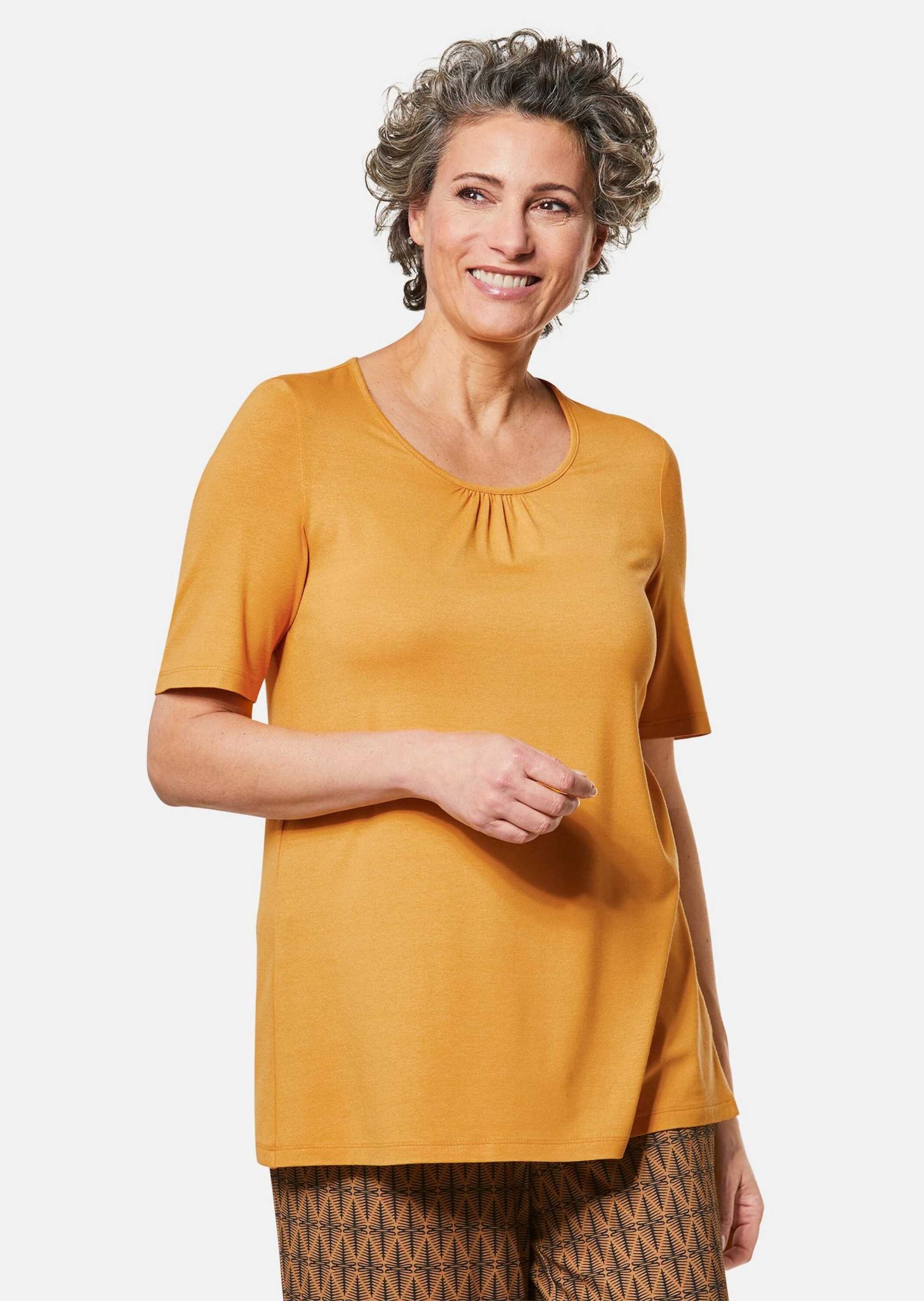 GOLDNER Langarm-Poloshirt "Zeitloses Shirt mit modernem Raffdetail" Ohne günstig online kaufen