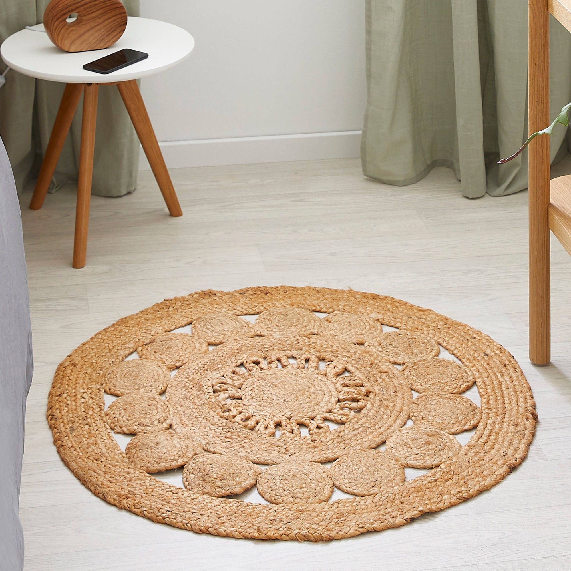 LUXOR living Teppich »Balo« rund 6 mm Höhe Juteteppich, reine Naturfaser, handgeflochten, Flecht Design