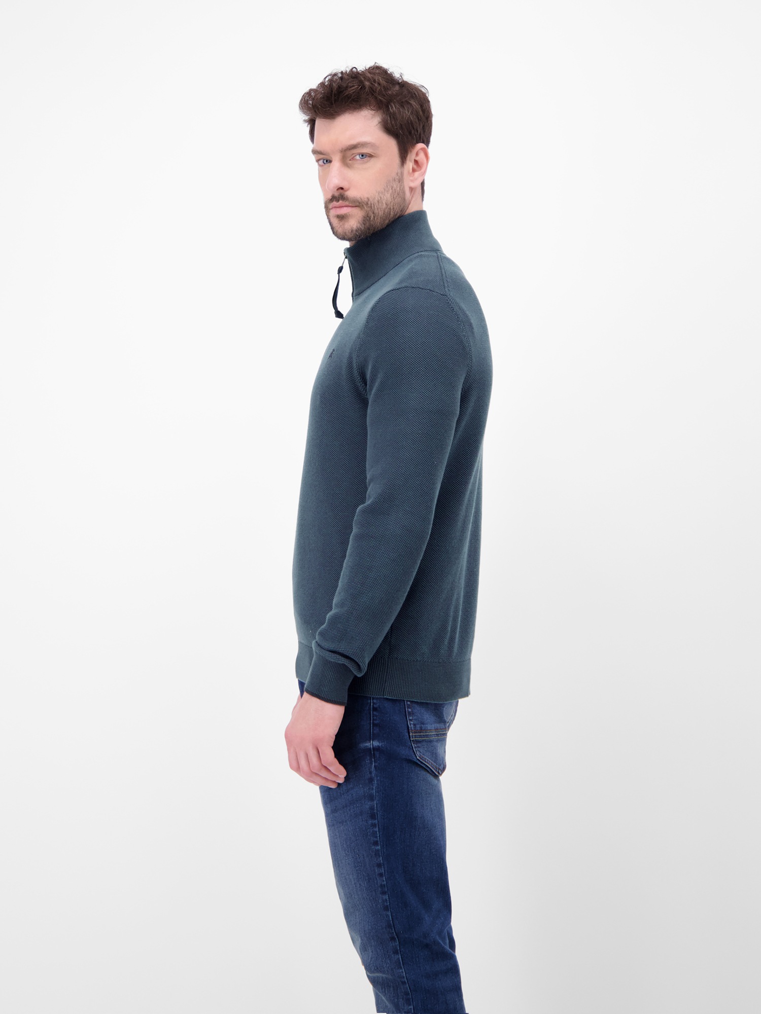 LERROS Sweatshirt »Troyer in Strukturqualität«, Herrensweatshirt aus 100% Baumwolle & Troyer-Kragen mit Reißverschluss
