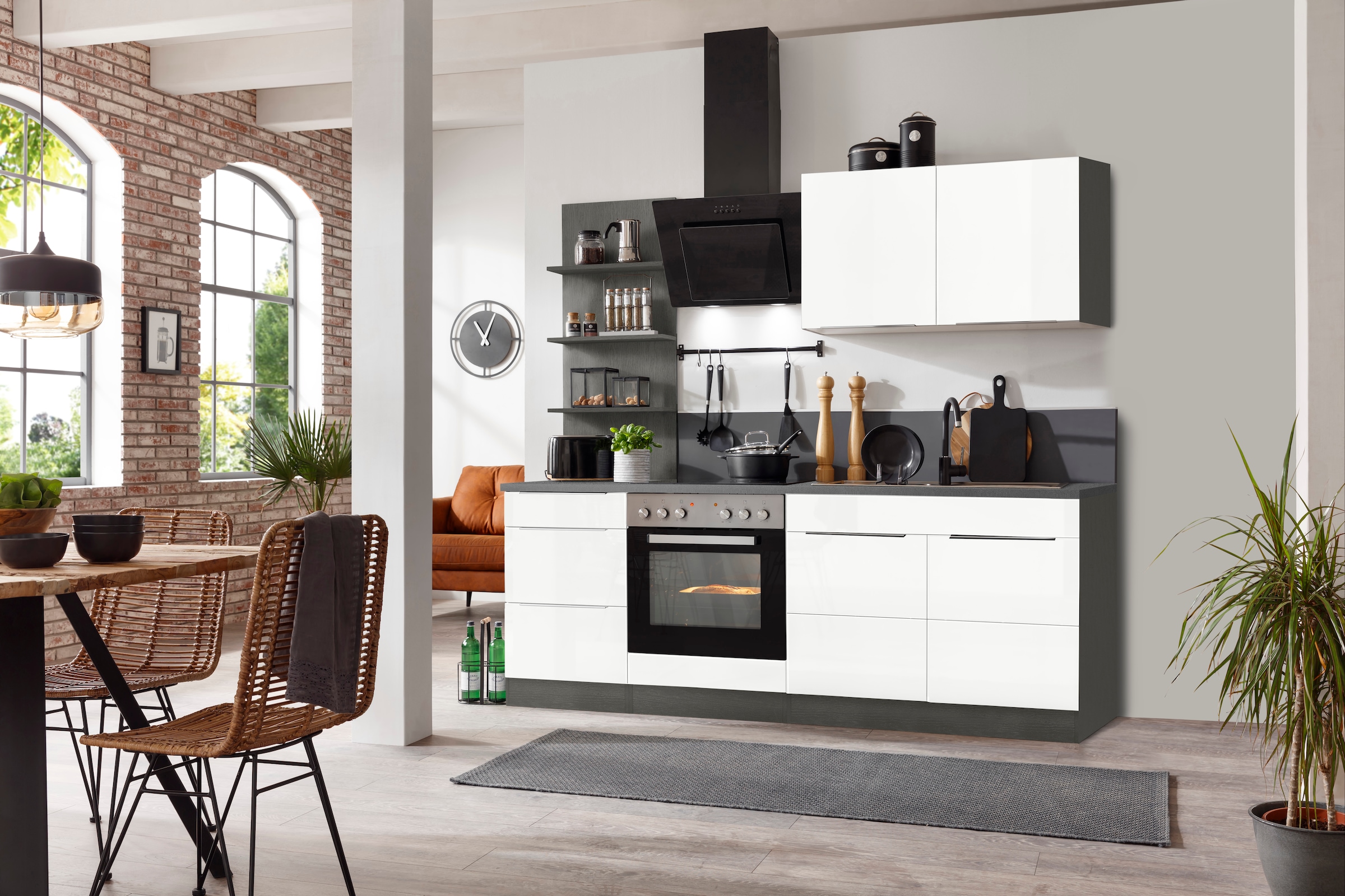 KOCHSTATION Küchenzeile "KS-Brindisi" Breite 210 cm, wahlweise mit E-Geräte günstig online kaufen