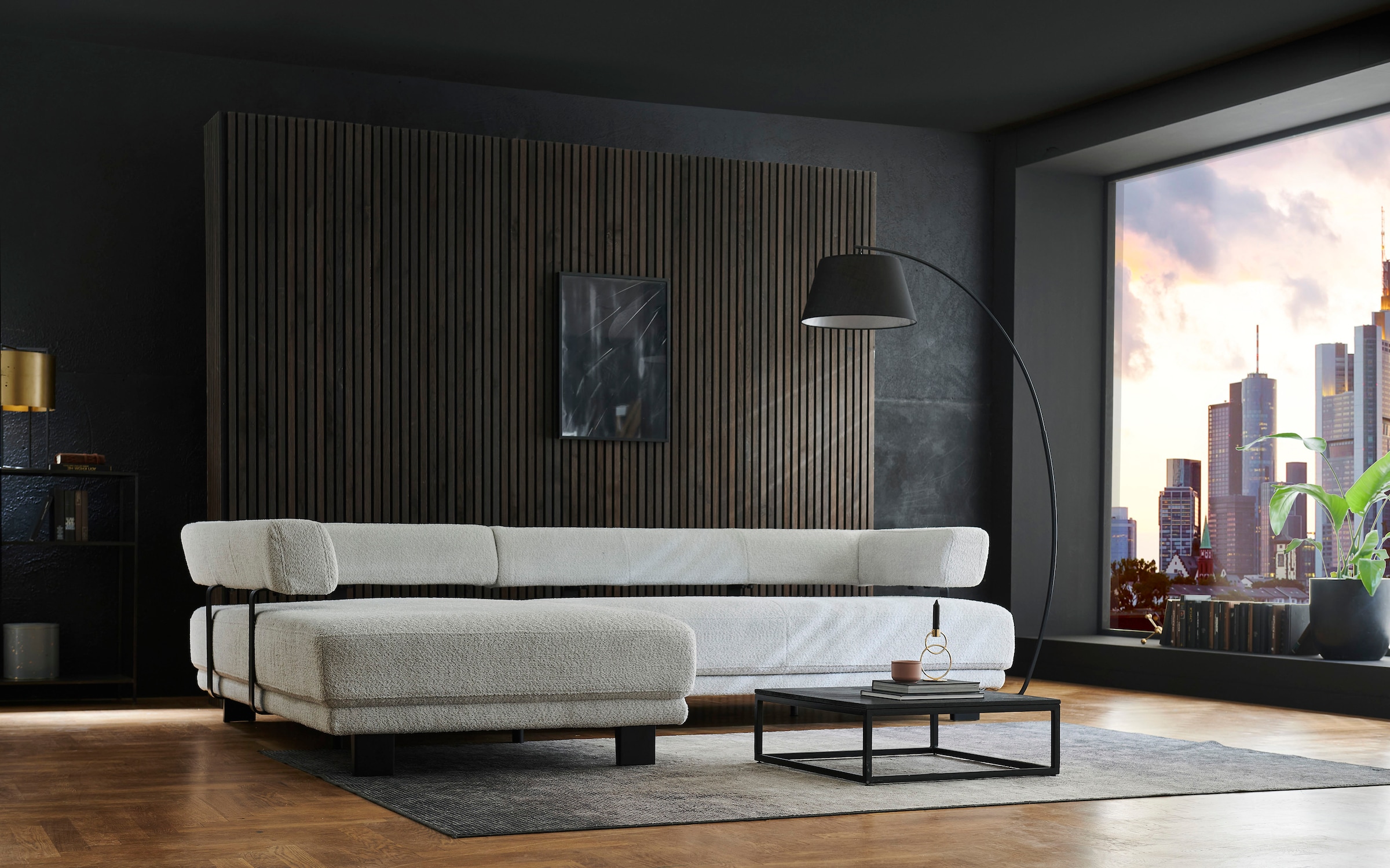 HUKLA Ecksofa »HU-HP18064 L-Form«, (Set), Optional mit motorischer Vorziehbank, stylische Reling