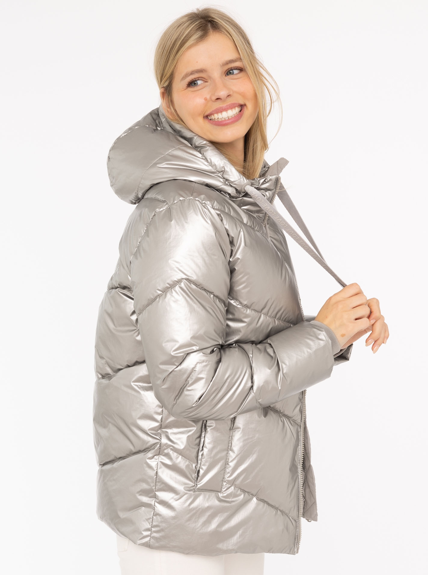Zwillingsherz Steppjacke »"Zwillingsherz"«, mit Kapuze, glänzend, Kapuze, Herzchen-Prägung am Rücken