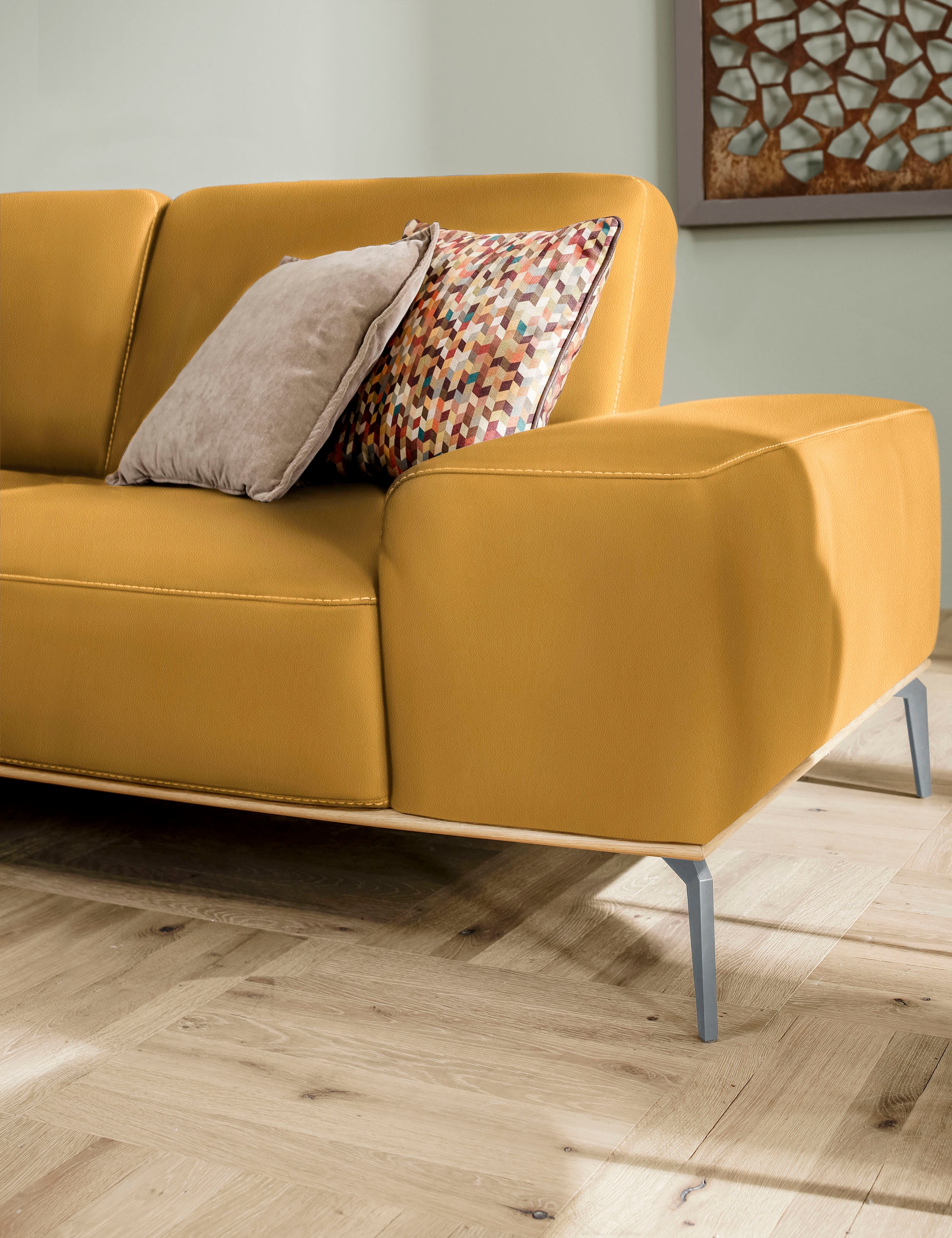 W.SCHILLIG Ecksofa »run, Designsofa mit tollem Sitzkomfort, bequem, L-Form«, mit elegantem Holzsockel, Füße in Silber matt, Breite 319 cm