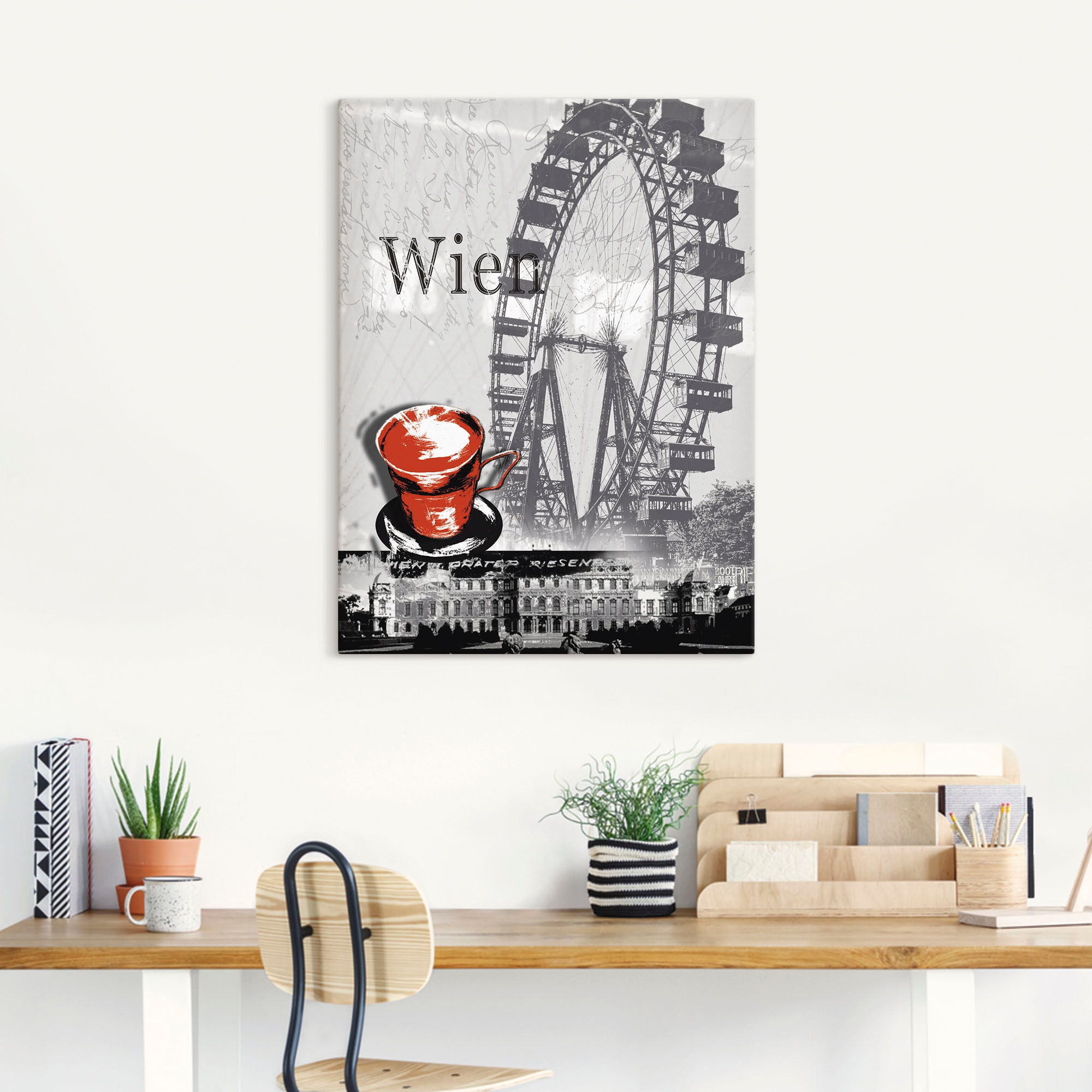 Artland Wandbild »Wien - Melange - Kaffee«, Gebäude, (1 St.), als Alubild, Outdoorbild, Leinwandbild, Poster in verschied. Größen
