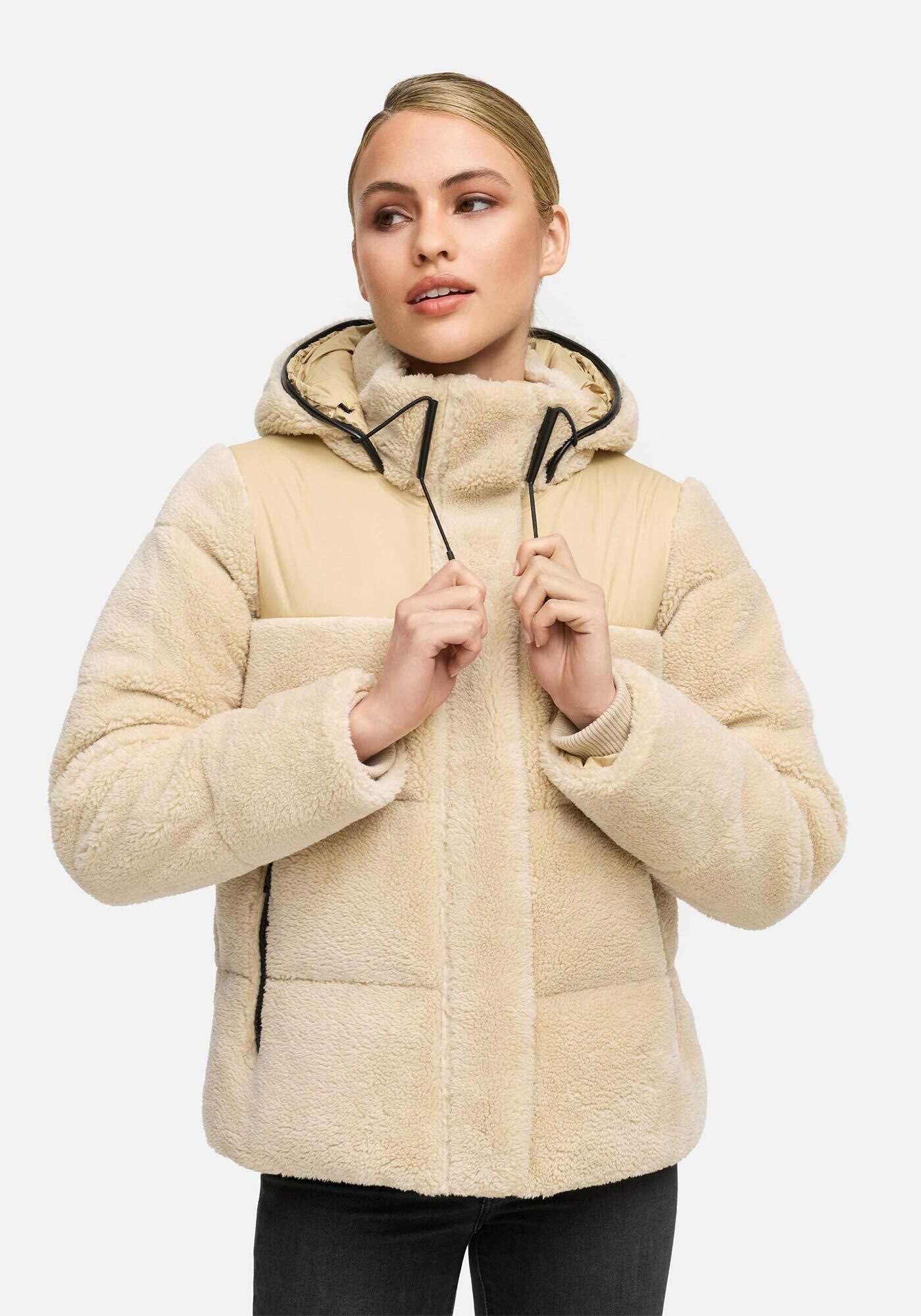 Thumbnail - Marikoo Winterjacke "Kaguraa" warme Teddyfell Sherpa Jacke