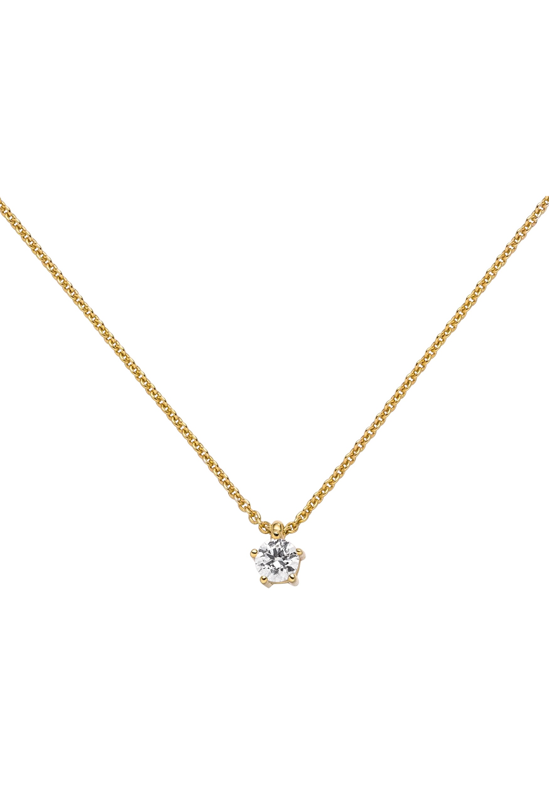 JOBO Kette mit Anhänger »Solitär« 585 Gold mit 1 Diamant Brillant 0,15 ct. 45 cm