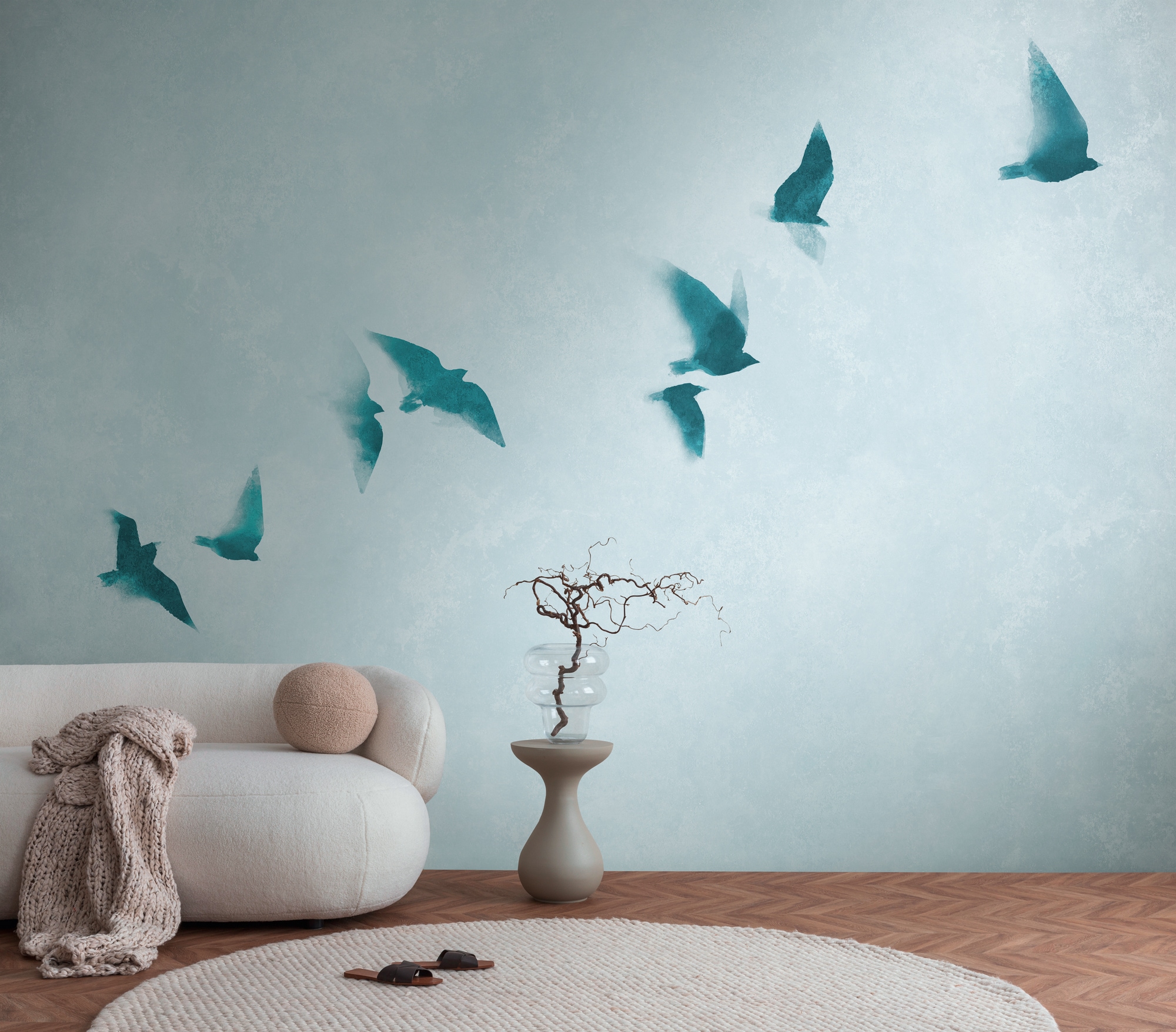 living walls Fototapete »THE WALL III Himmel Tapete Motivtapete Vögel Vögel«, matt, Vliestapete Tiere für Schlafzimmer Küche Wohnzimmer Himmel Design Flur