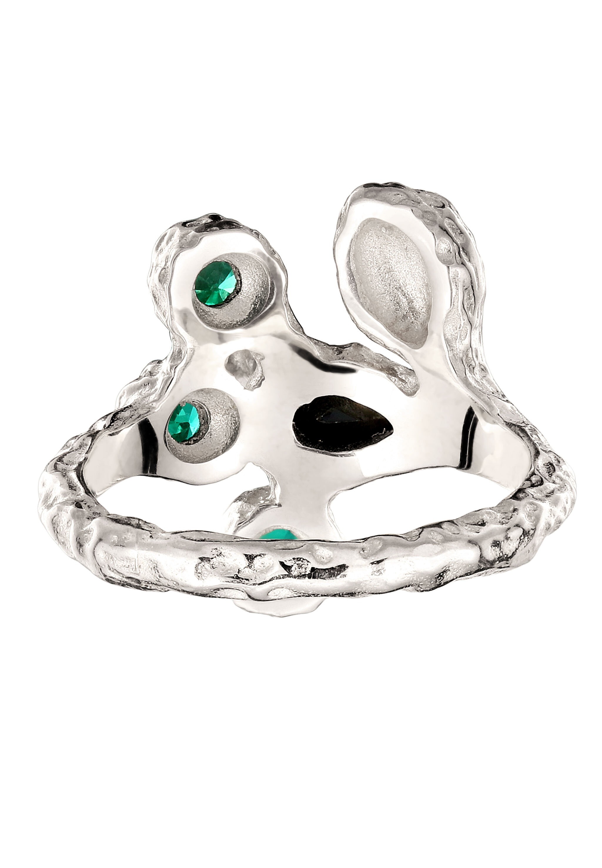 Elli Silberring »Ring Zirkonia Schwarz Synthetischer Smaragd Grün 925 Sterling Silber«