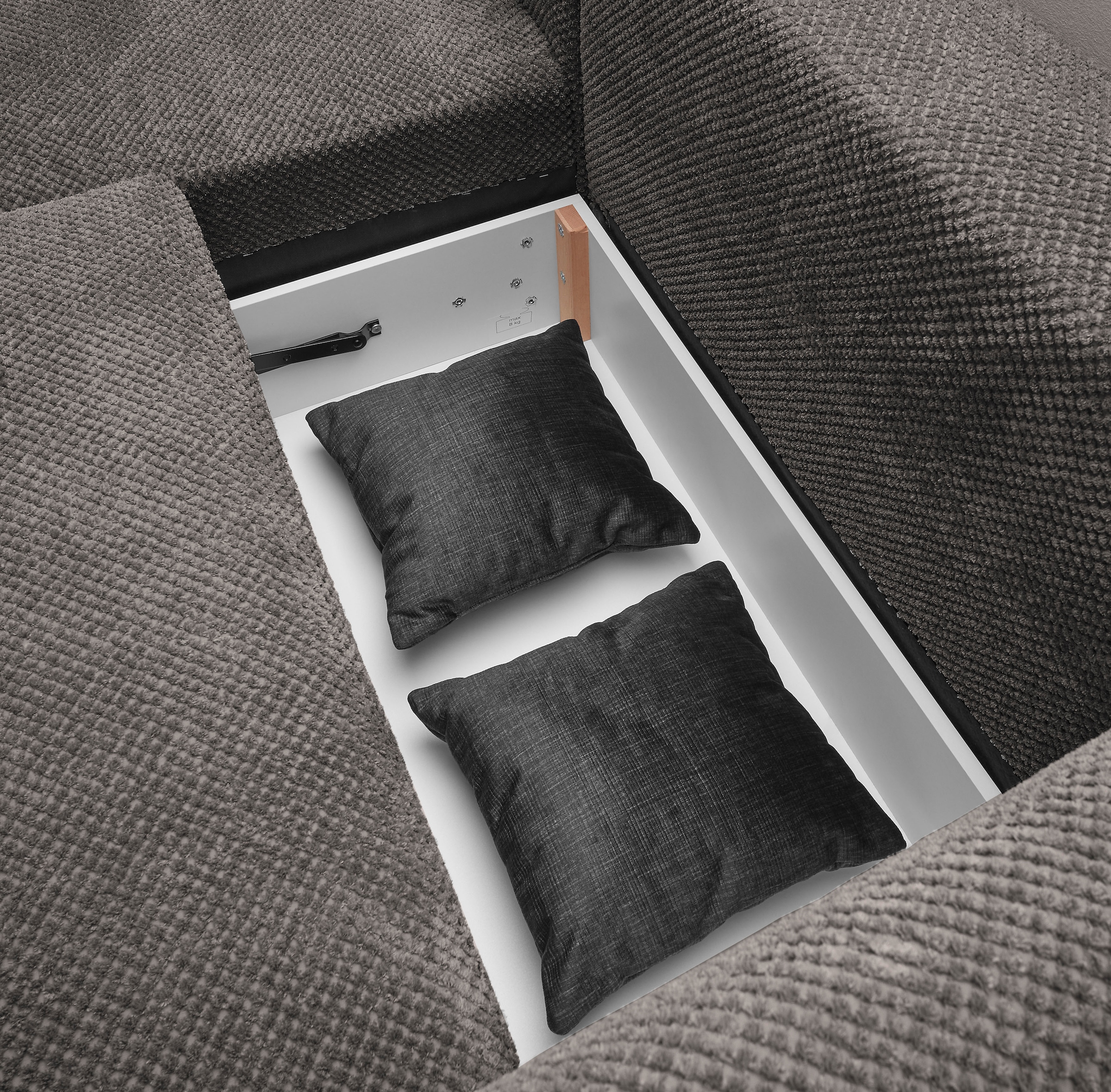 ED EXCITING DESIGN Ecksofa »Stanley L-Form«, mit Bettfunktion, Bettkasten & 2 Zierkissen