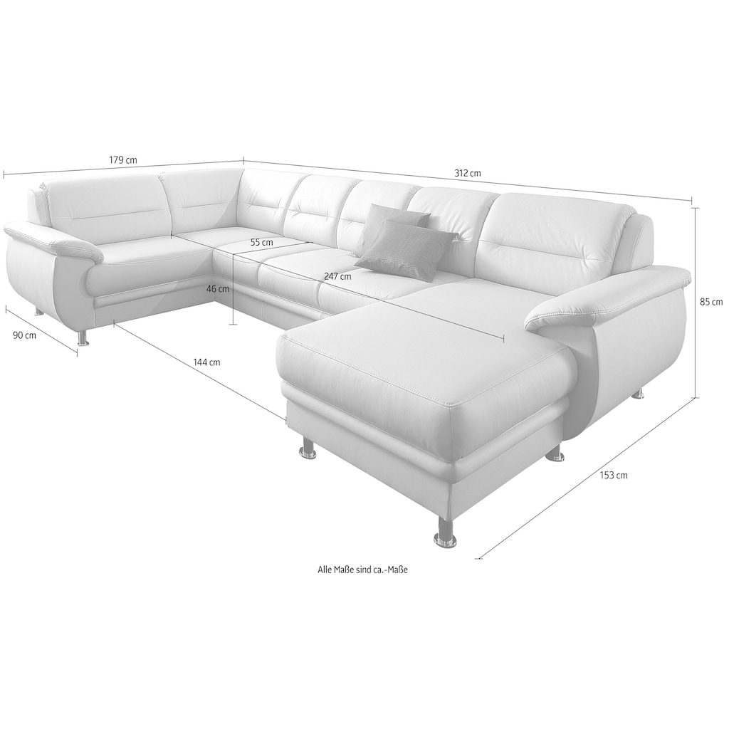 sit&more Wohnlandschaft »Mailand«, wahlweise mit Bettfunktion, frei im Raum stellbar