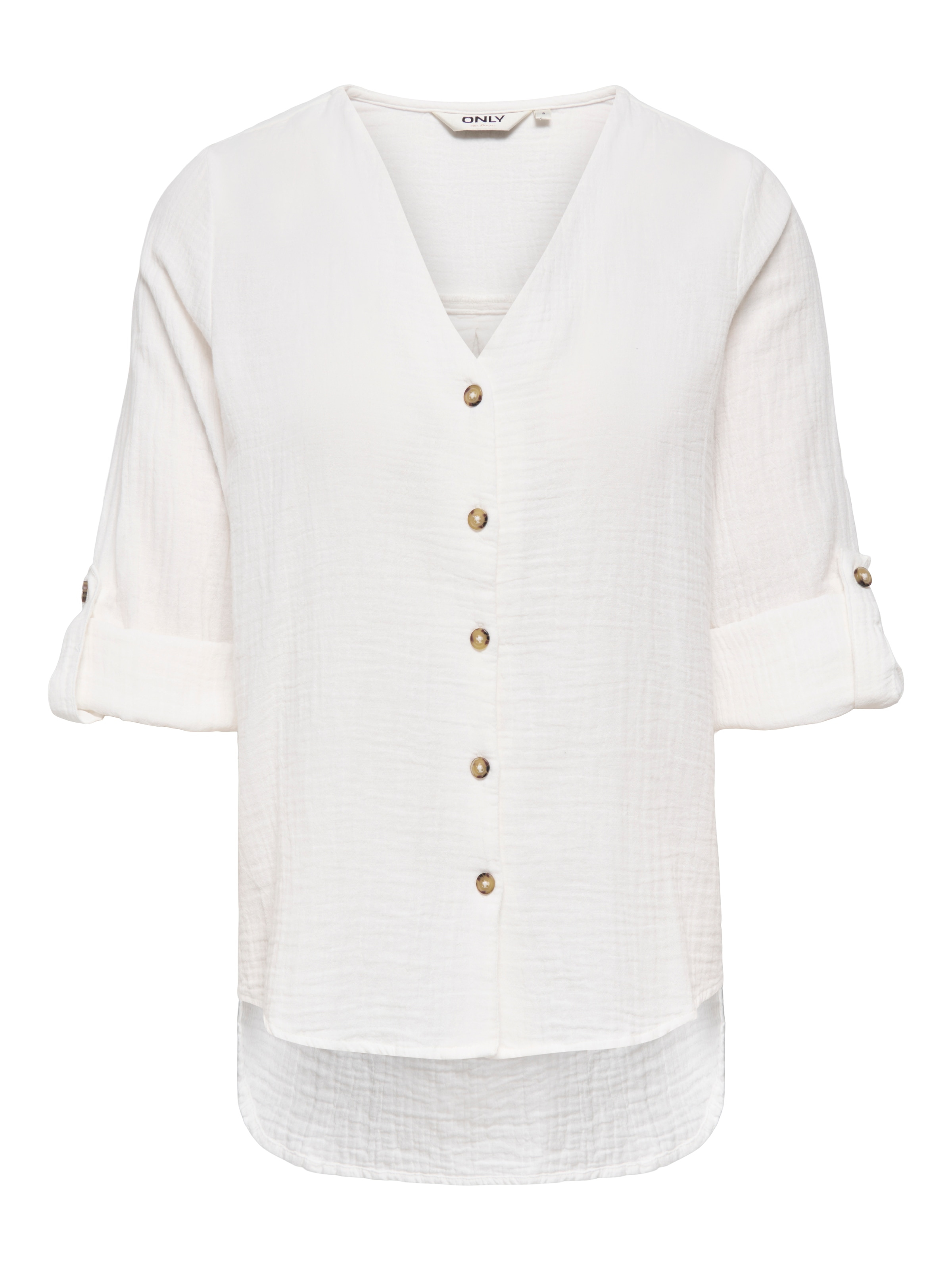 ONLY Langarmbluse »ONLTHYRA LIFE V-NECK L/S SHIRT NOOS WVN« Baumwolle, regular fit