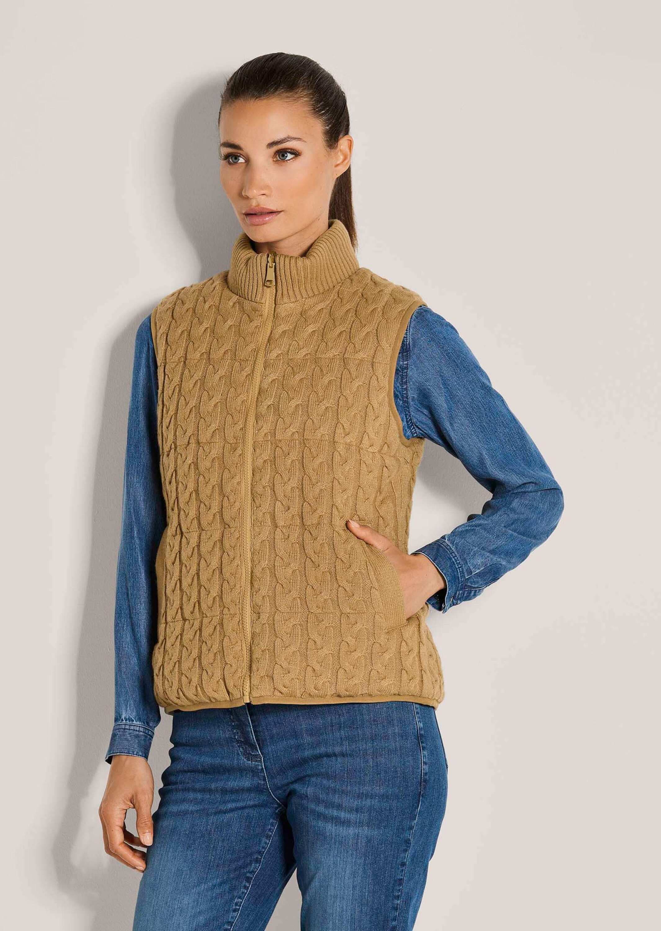MADELEINE Kurzweste »Weste Strickweste mit Zopfmuster«