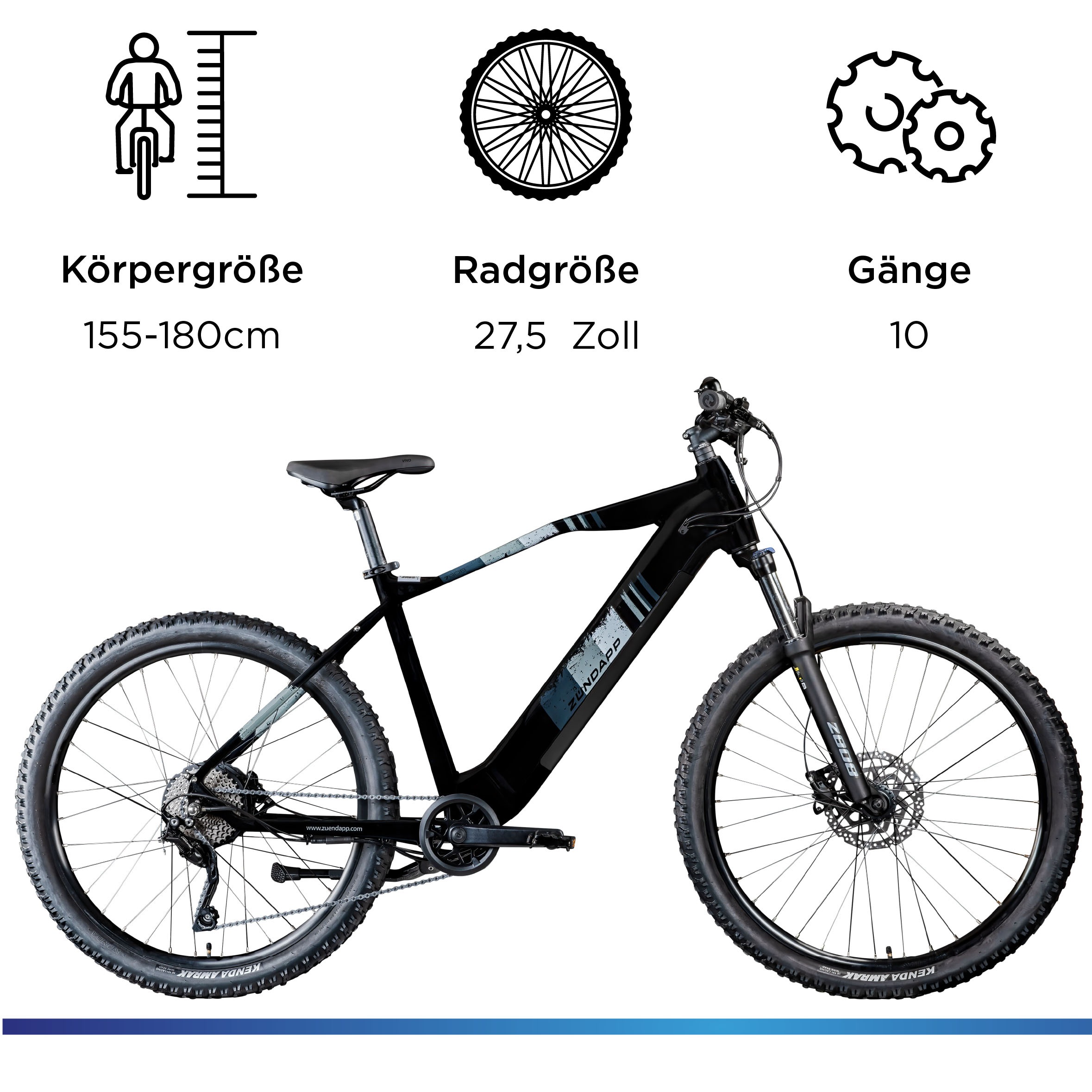 Zündapp E-Bike »Z808«, 10 Gang, Shimano, Deore RD-T6000, Heckmotor 250 W
