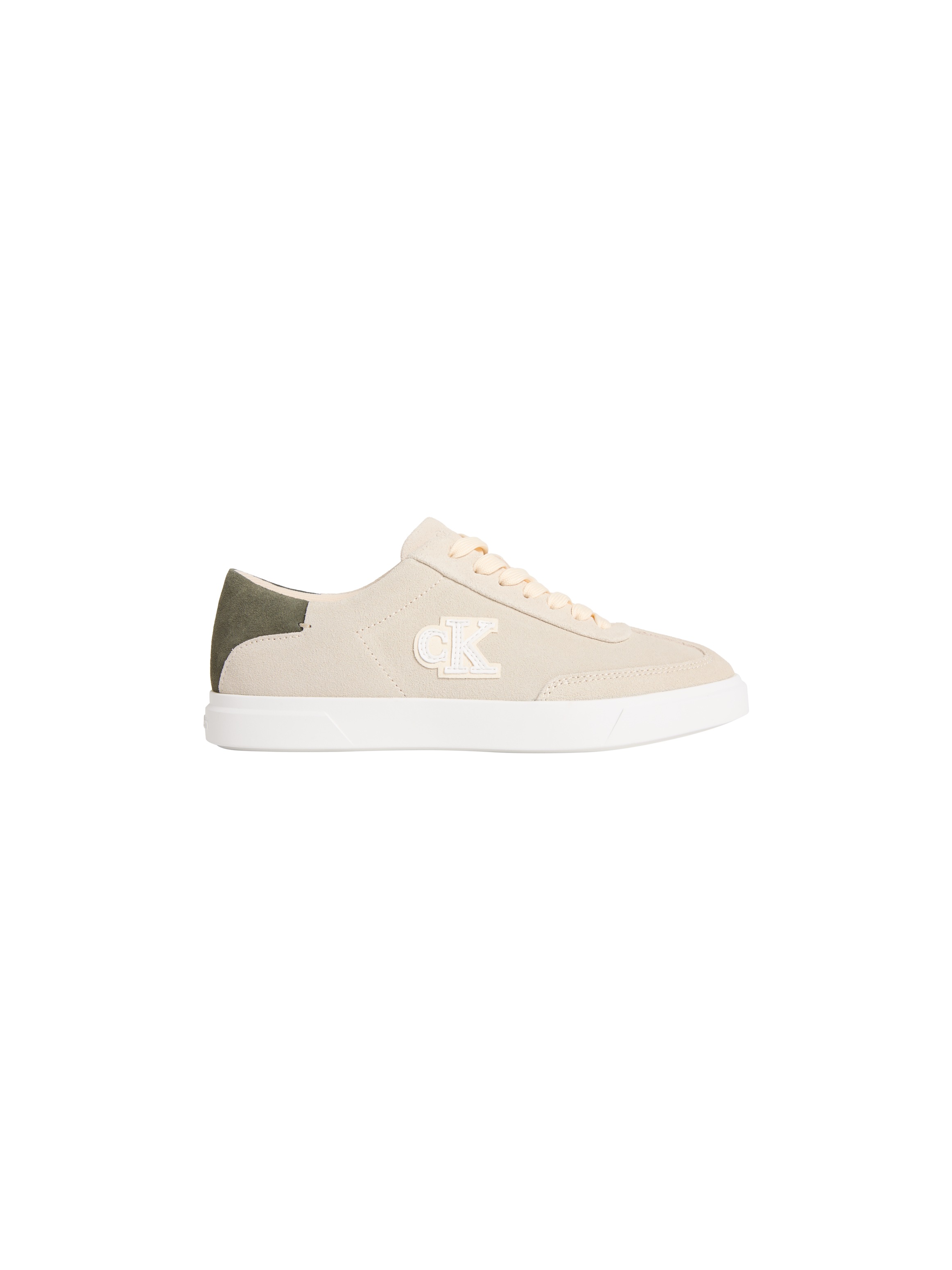 Plateausneaker CALVIN KLEIN "LOW PRO CUPS WT SUEDE MG", Herren, Gr. 37, beige, grün, Veloursleder, unifarben mit Farbeinsatz, Schuhe Plateausneaker, Halbschuh, Schnürschuh, Freizeitsneaker mit seitlichem CK-Logo 3