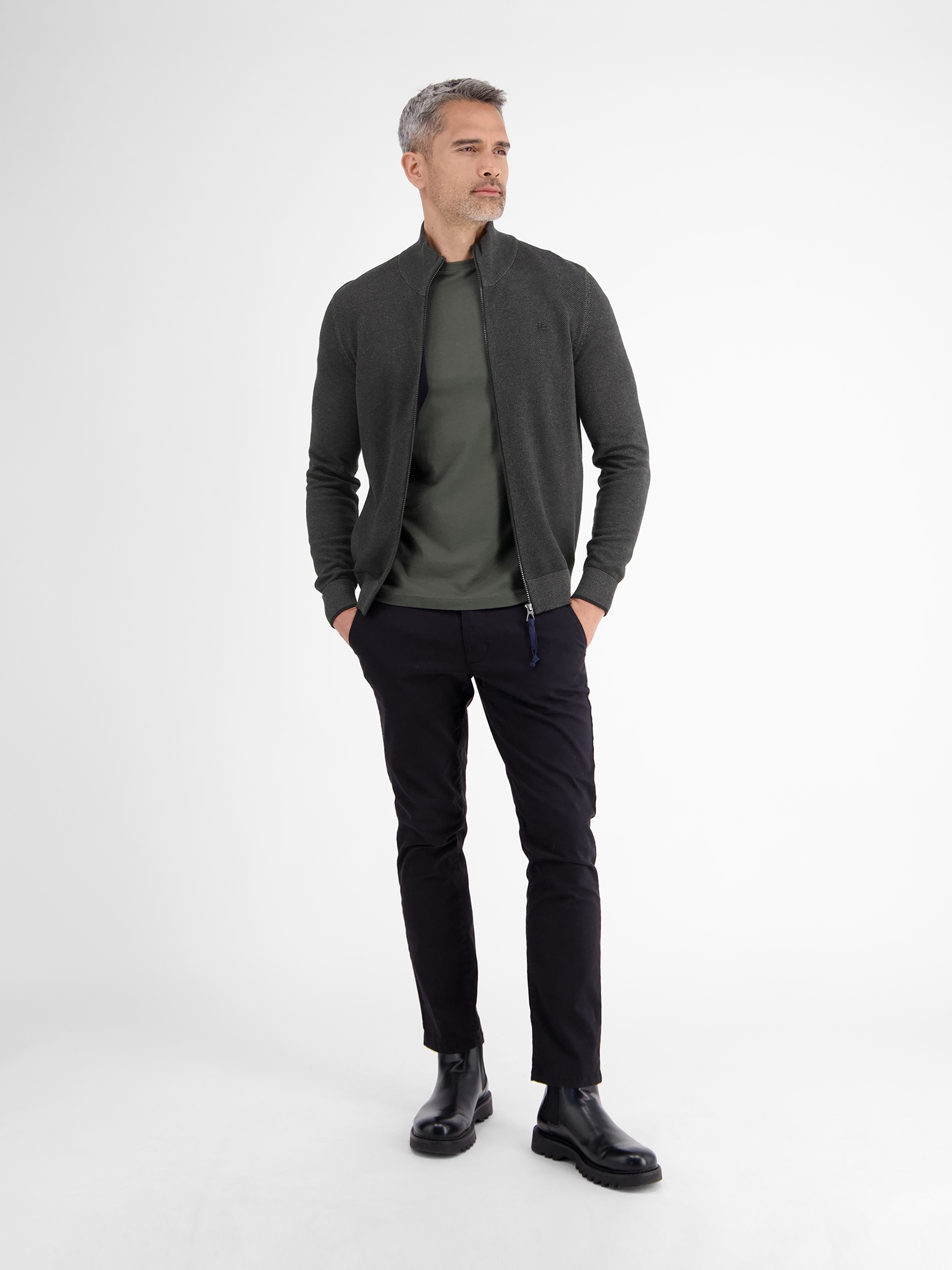 LERROS Strickjacke »LERROS Melange-Strickjacke für Herren«