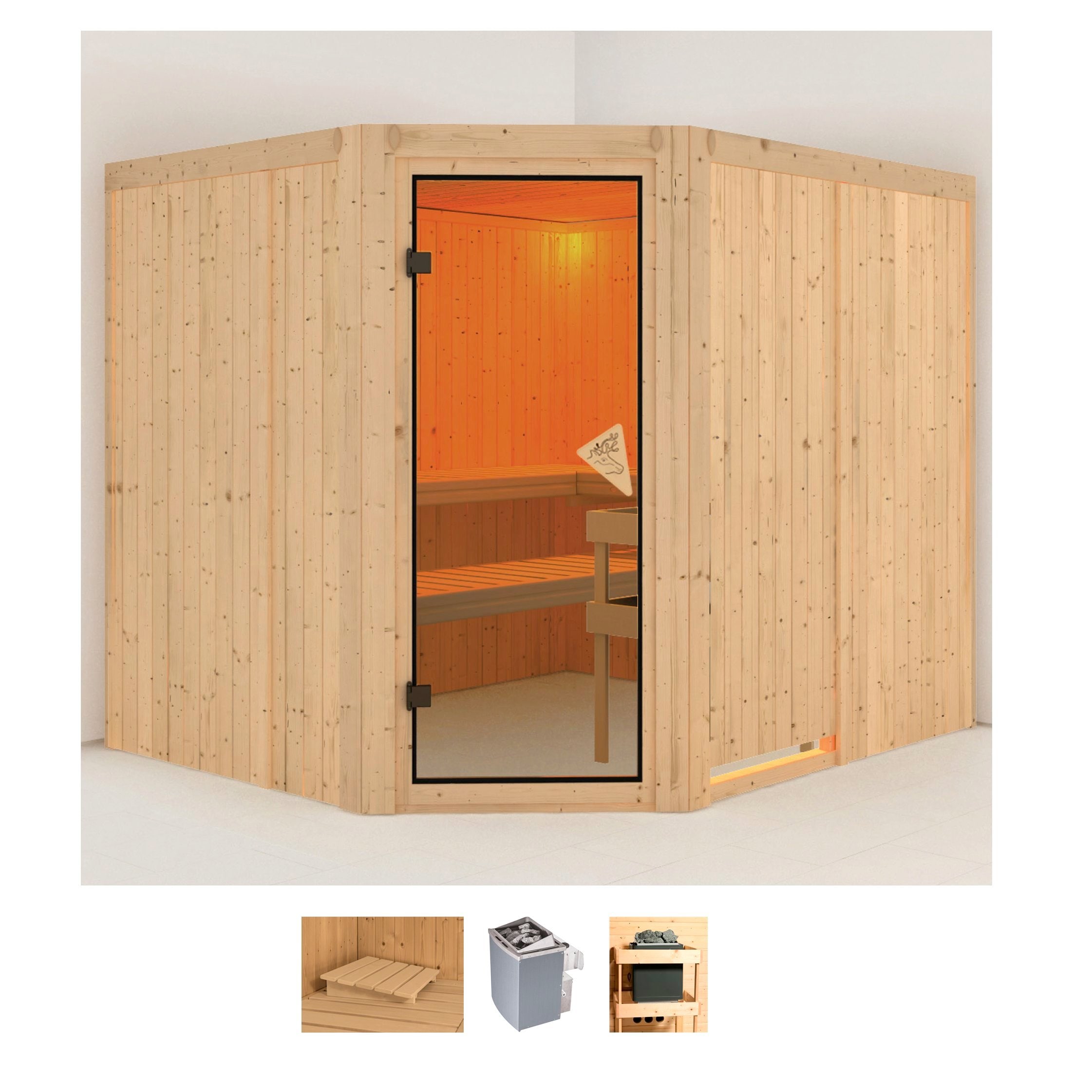KARIBU Sauna "Marit", Saunaofen, integrierte Steuerung, 9 kW, beige, Saunen, Ofen 9 kW integr. Strg