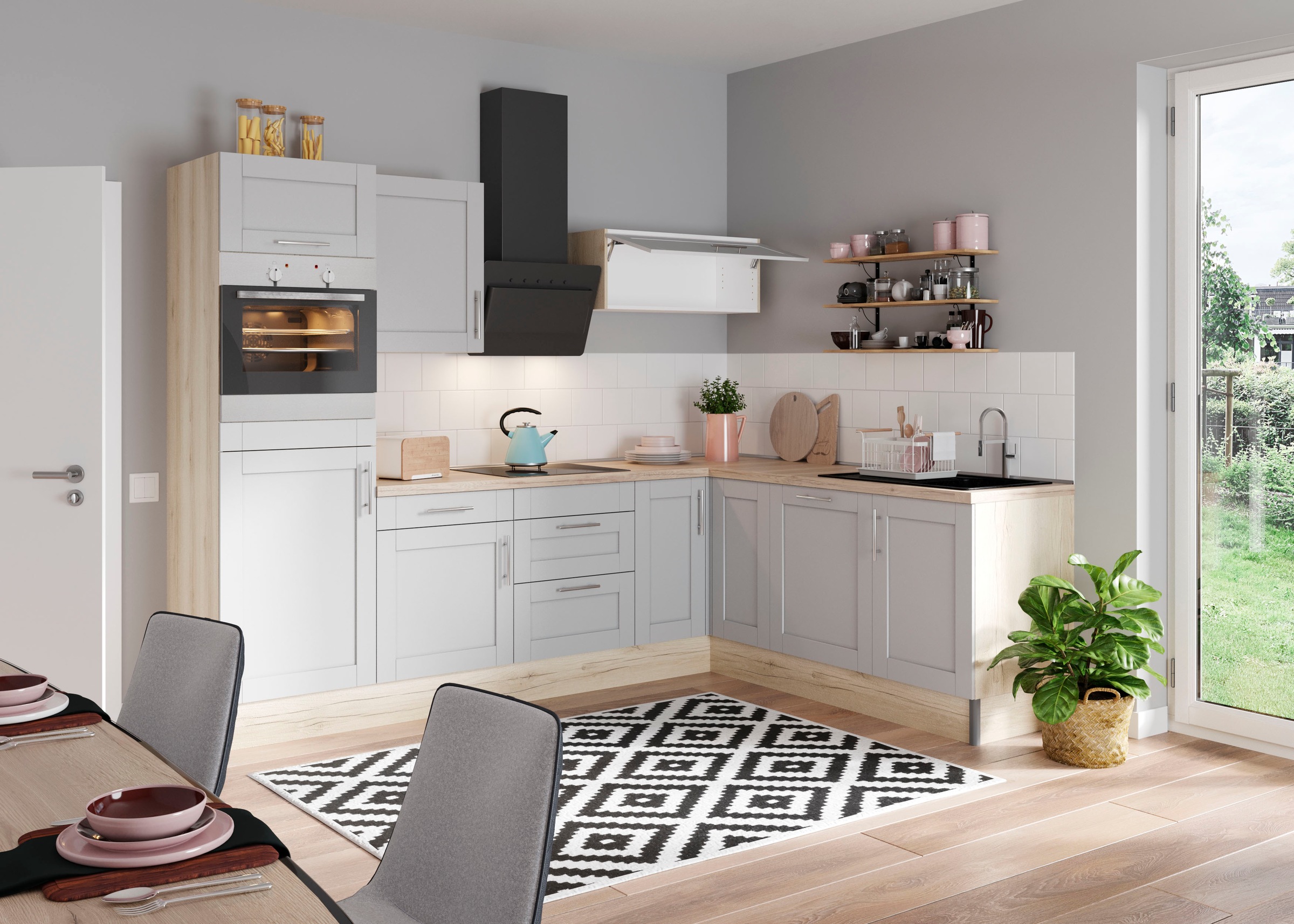 KOCHSTATION Küche »KS-Ahus« 200 x 270 cm breit, wahlweise mit E-Geräten, Soft Close Funktion