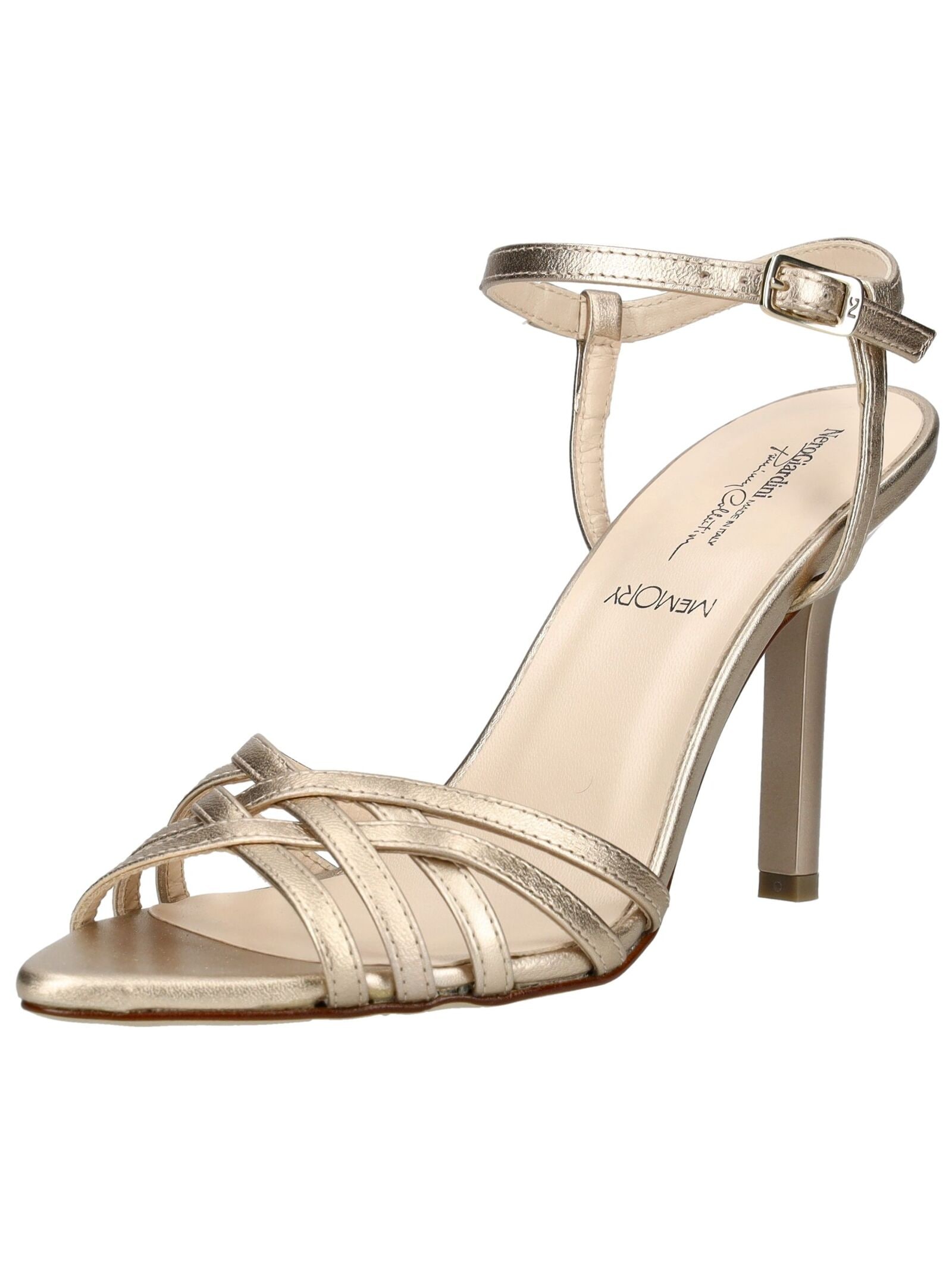 High-Heel-Sandalette NERO GIARDINI "Nero Giardini Sandalen Leder", Damen, Gr. 39, gold, Leder, Schuhe
