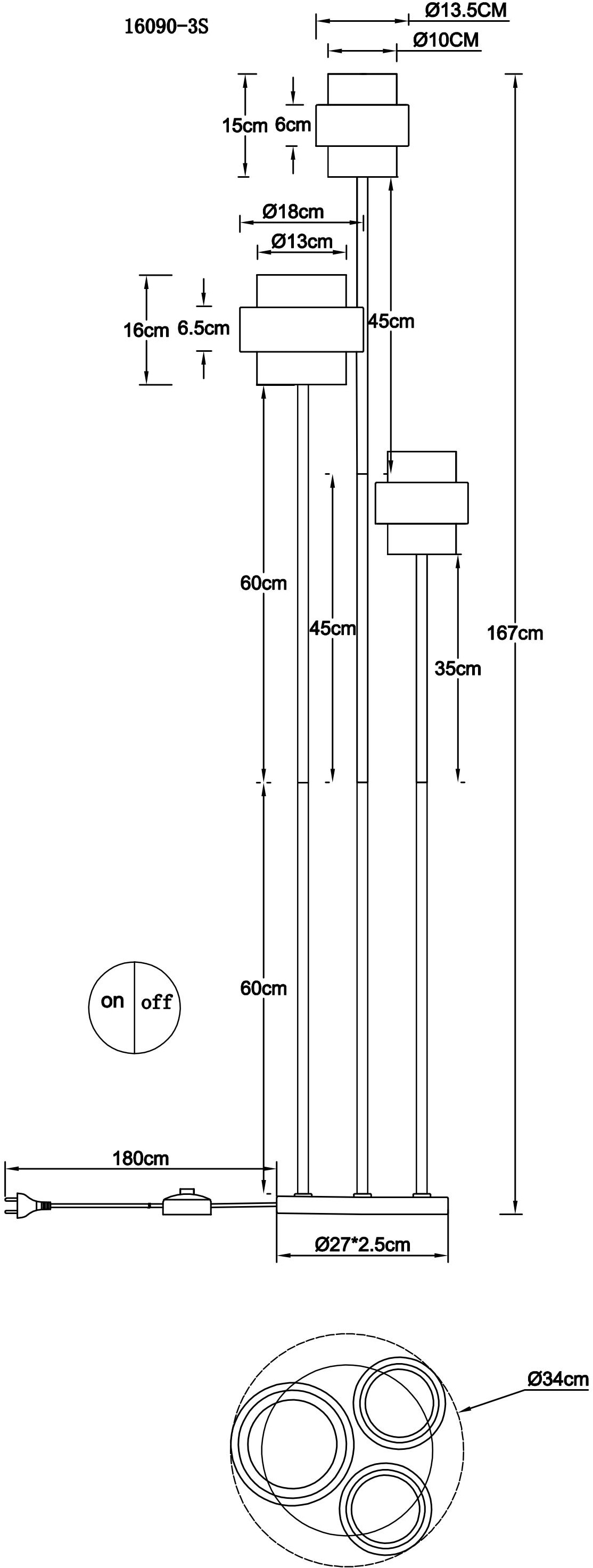GLOBO LIGHTING Stehlampe »DAREN« E27 1 Stk. Stehleuchte Fußtrittschalter