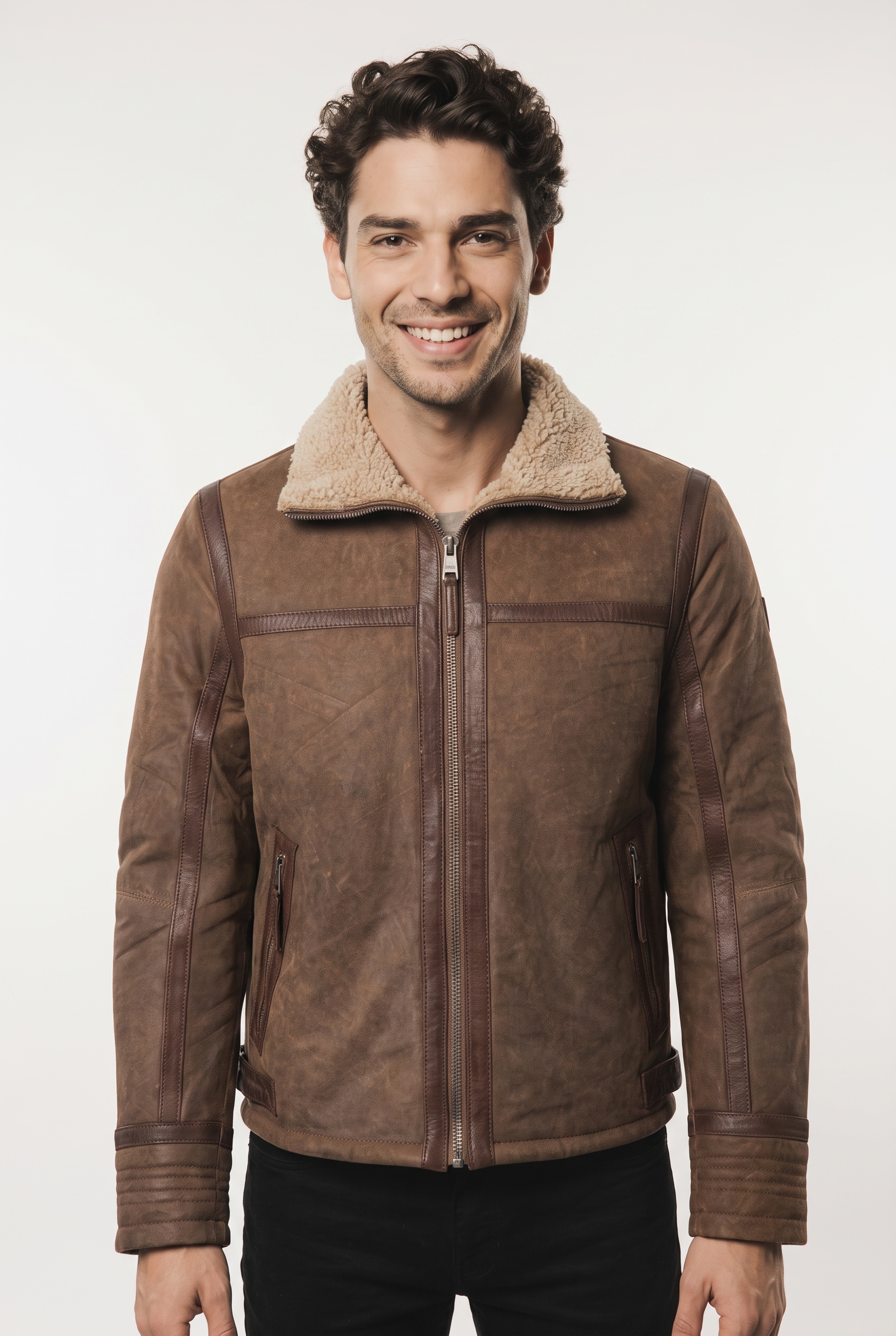 Mauritius Lederjacke "MMArcticon" mit Umlegekragen, Regular Fit