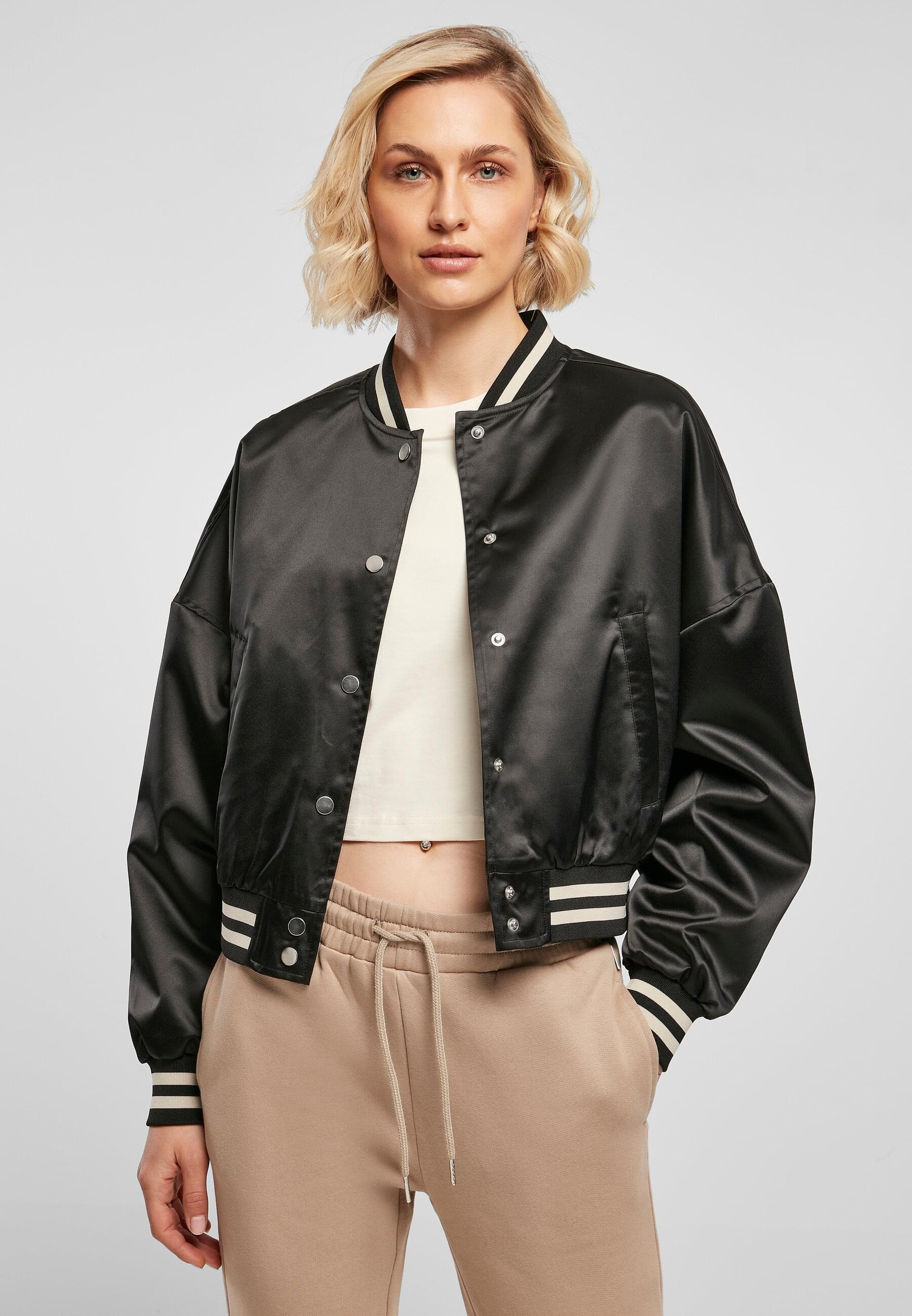 URBAN CLASSICS Collegejacke »Urban Classics Damen Ladies Short Oversized Satin College Jacket«, (1 St.), ohne Kapuze