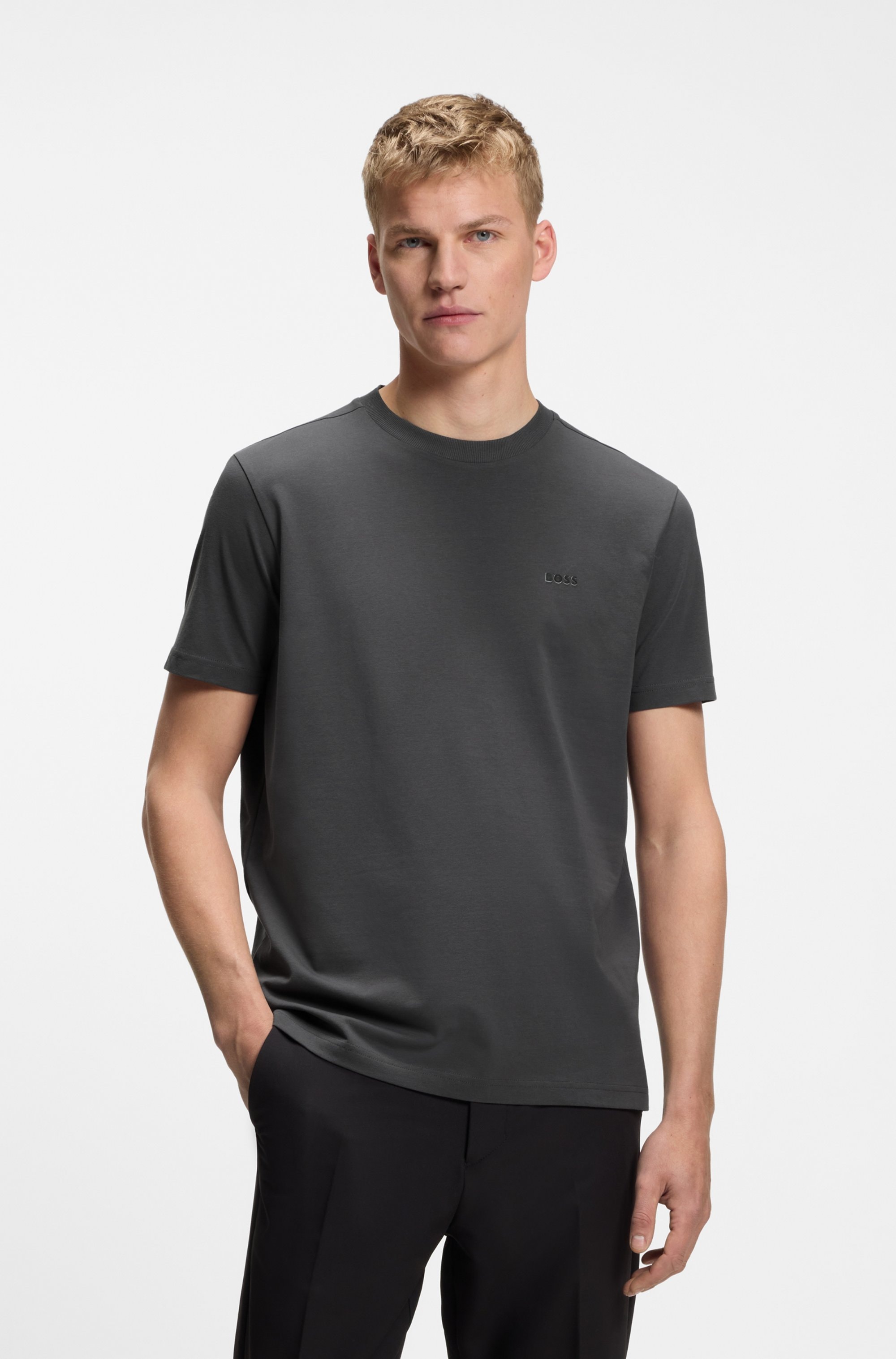 BOSS GREEN Rundhalsshirt »Tee« mit gummiertem Kontrast-Logo