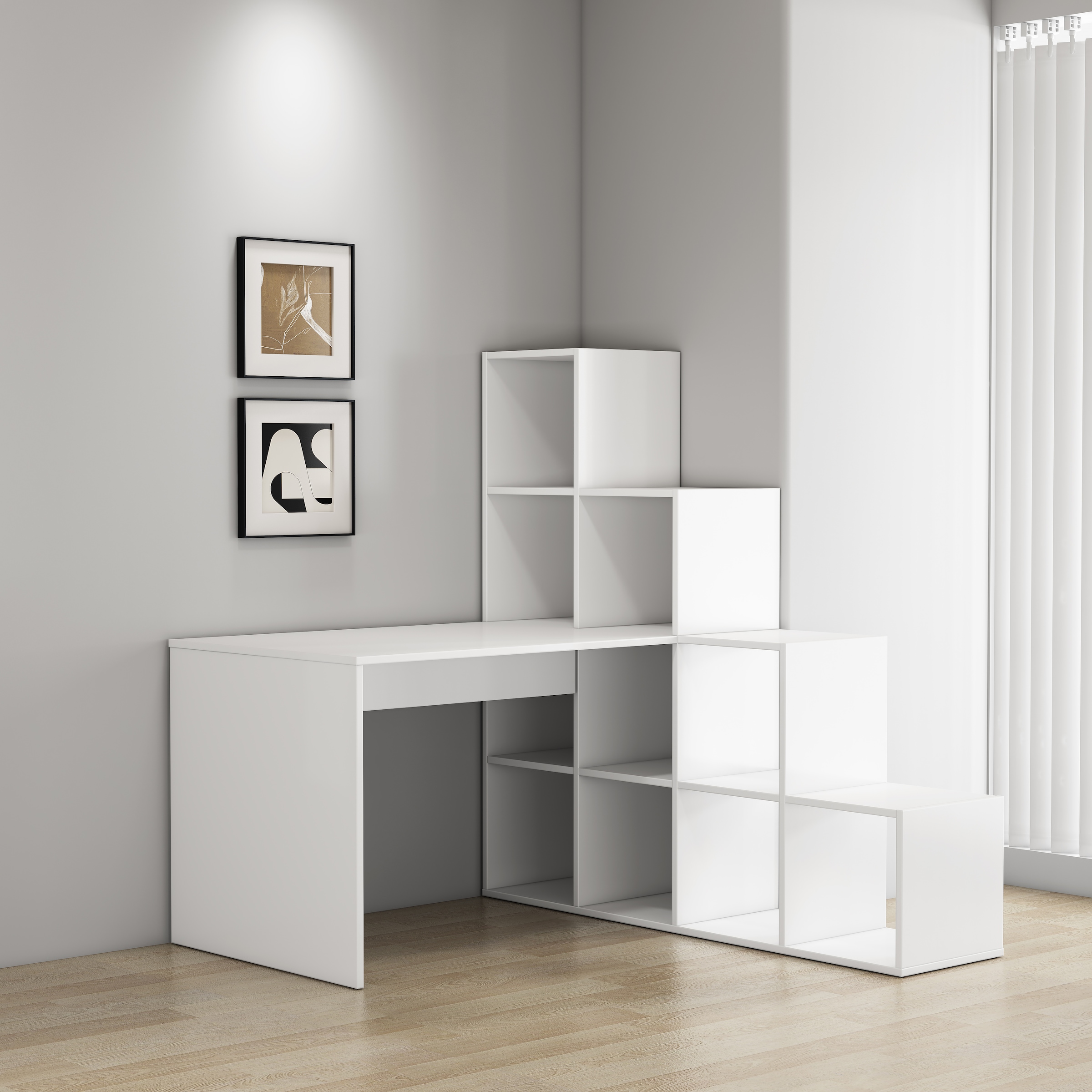 OTTO home Regal-Schreibtisch »Ciela« Set,  flexible Aufstellmöglichkeiten, wechselseitig  montierbar, B. 137 cm