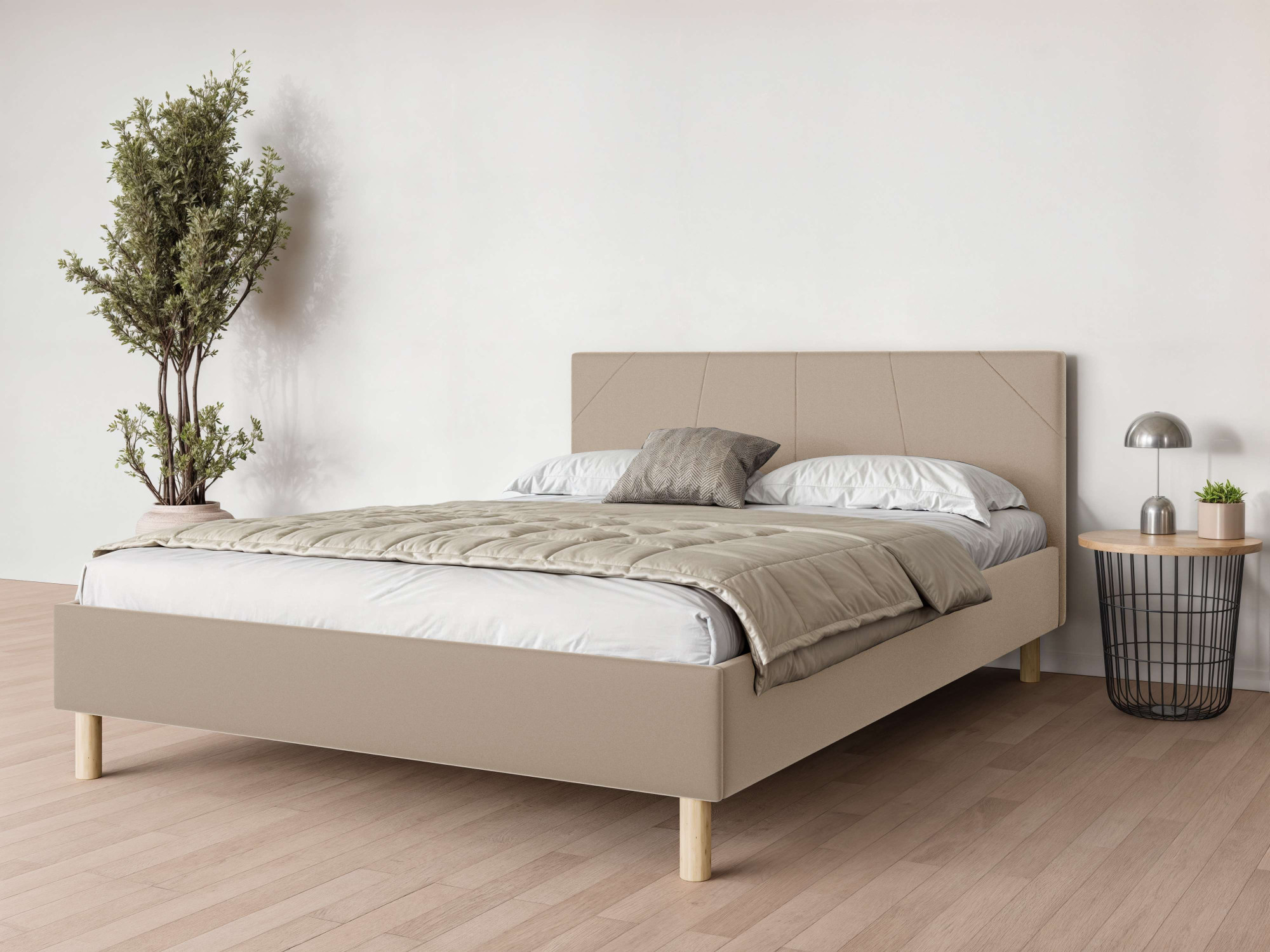 Home affaire Collection Polsterbett "Albybyn, Bettgestell mit Kopfteil und Lattenrost, in 2 Breiten" ohne Bettkasten und Matratze, in 2 Breiten- 140 und 160 cm