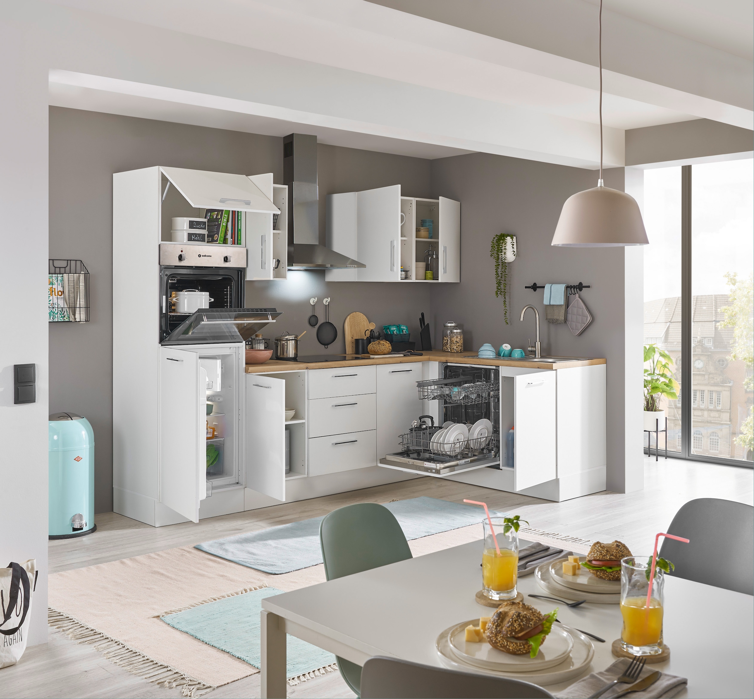 BASIC by Balculina Winkelküche »Turin«, Stellbreite 280x175 cm, wahlweise mit E-Geräten
