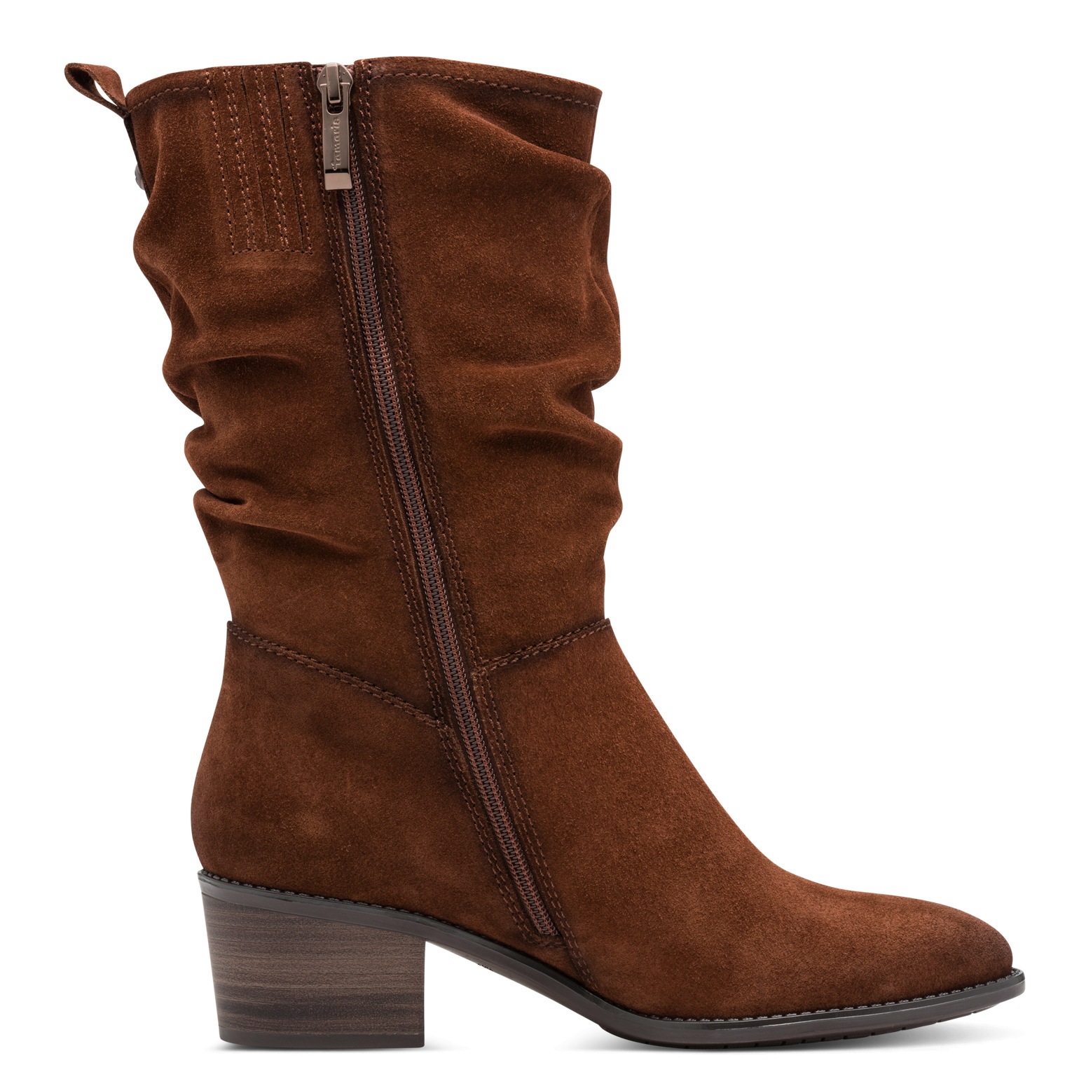 Tamaris Stiefel, Blockabsatz, Kurzstiefel mit Falten am slouchy Schaft