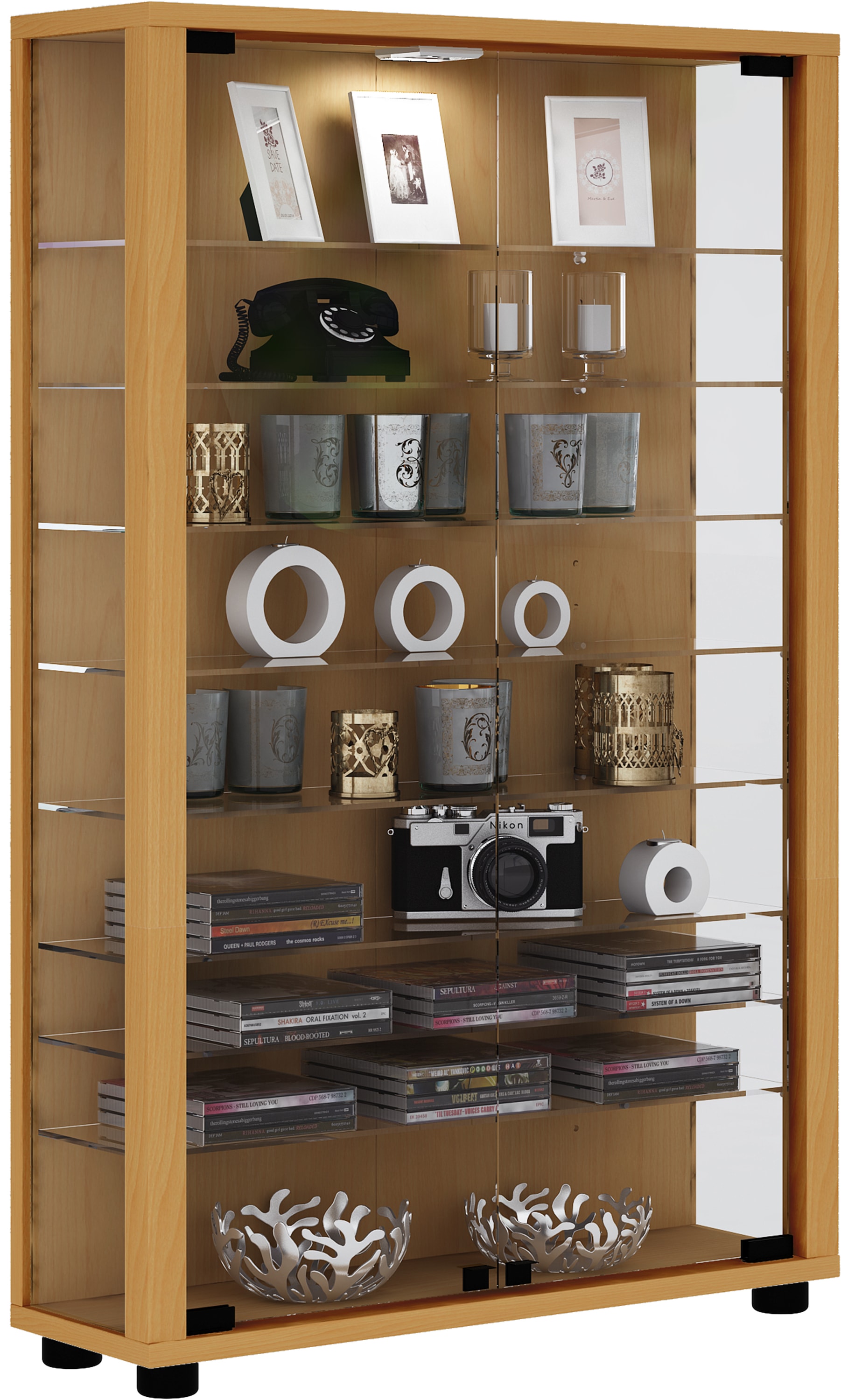 Ebuy24 Braun - Holz Glas Stand Vitrine Lumo Mini - Image 5
