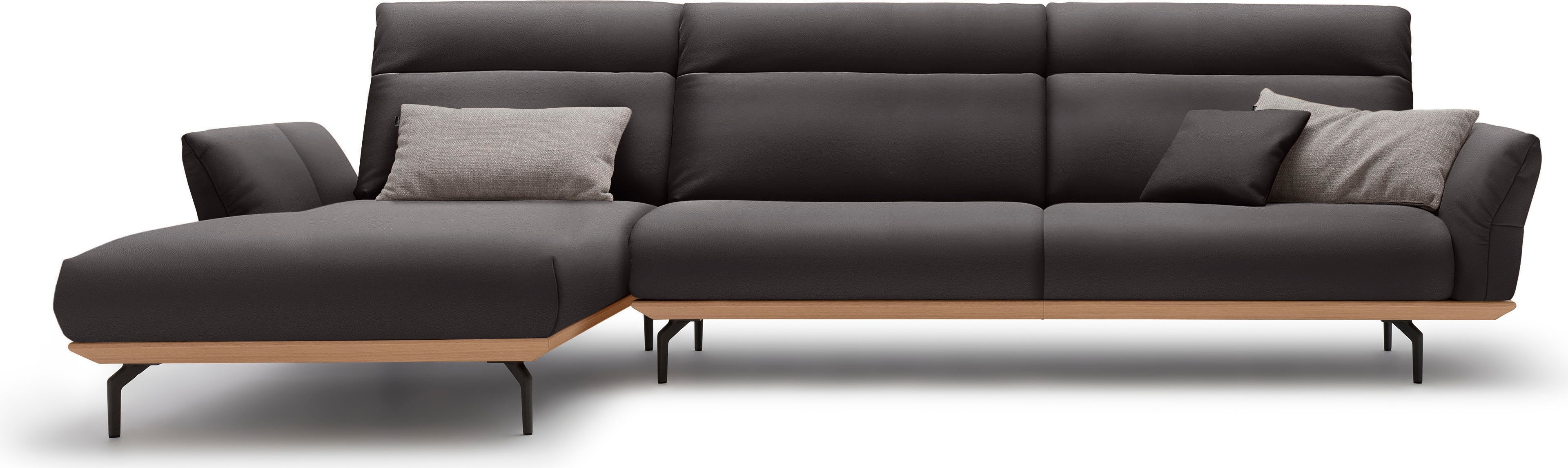 Creation BY ROLF BENZ Ecksofa "CR.460, Design-Sofa der Extraklasse, verstellbare Rückenlehne, L-Form" Sockel in Eiche, Winkelfüße in Umbragrau, Breite 338 cm