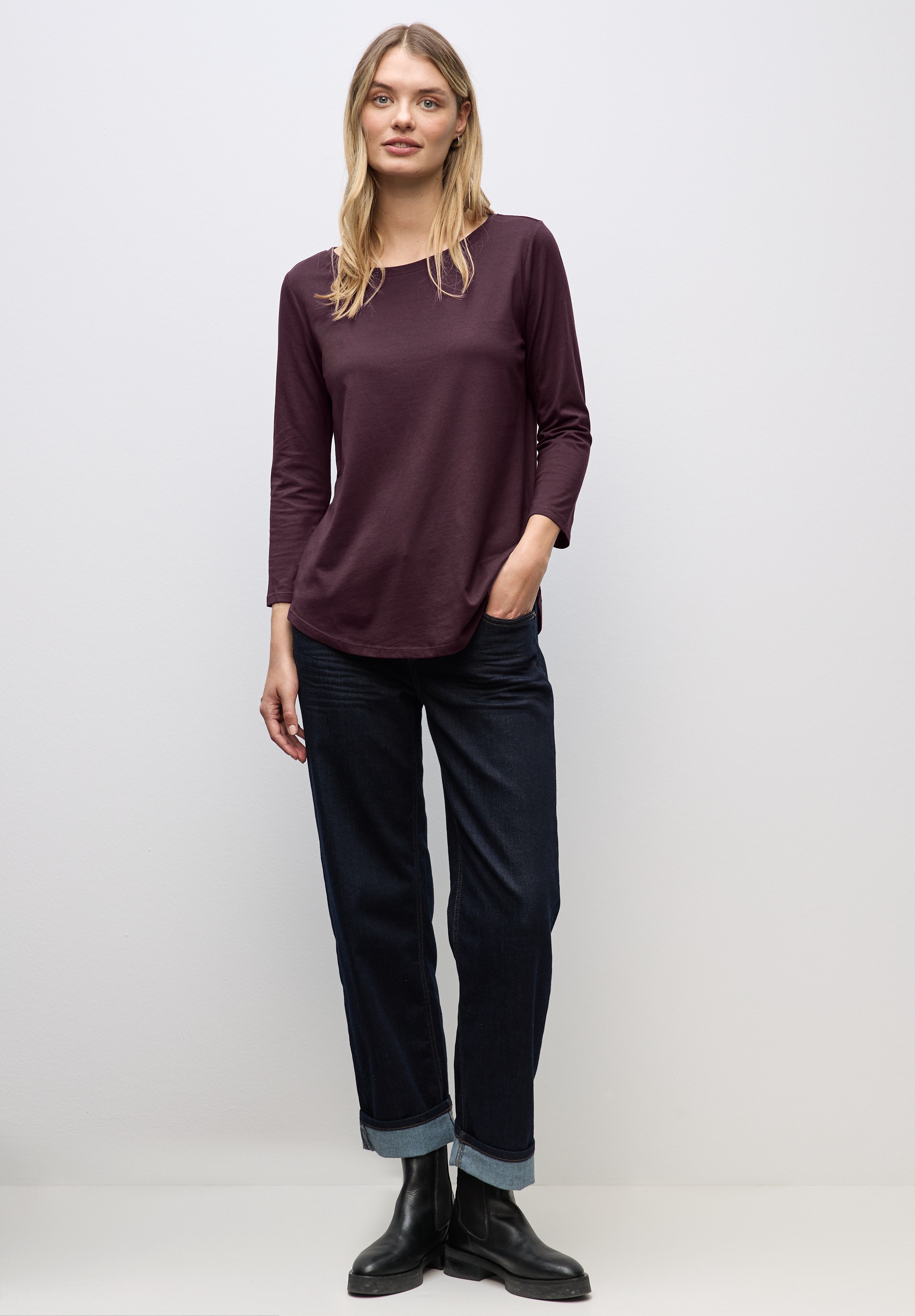 Thumbnail - STREET ONE Langarmshirt in Unifarbe