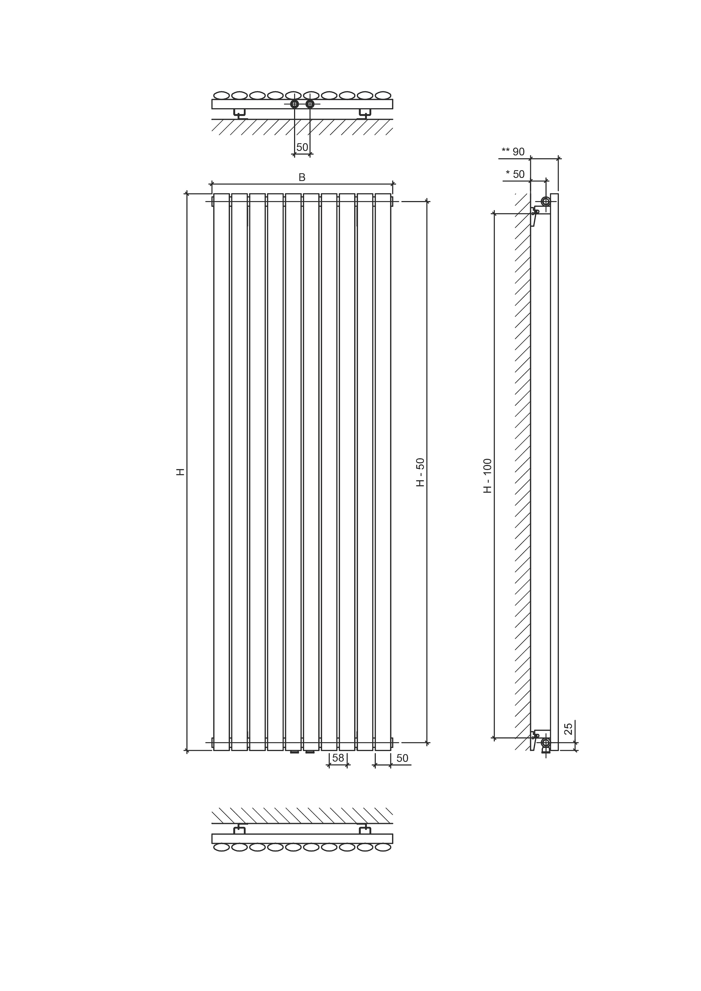 Ximax Paneelheizkörper »Fortuna 1800 mm x 584 mm«, 1150 Watt, Mittenanschluss, anthrazit