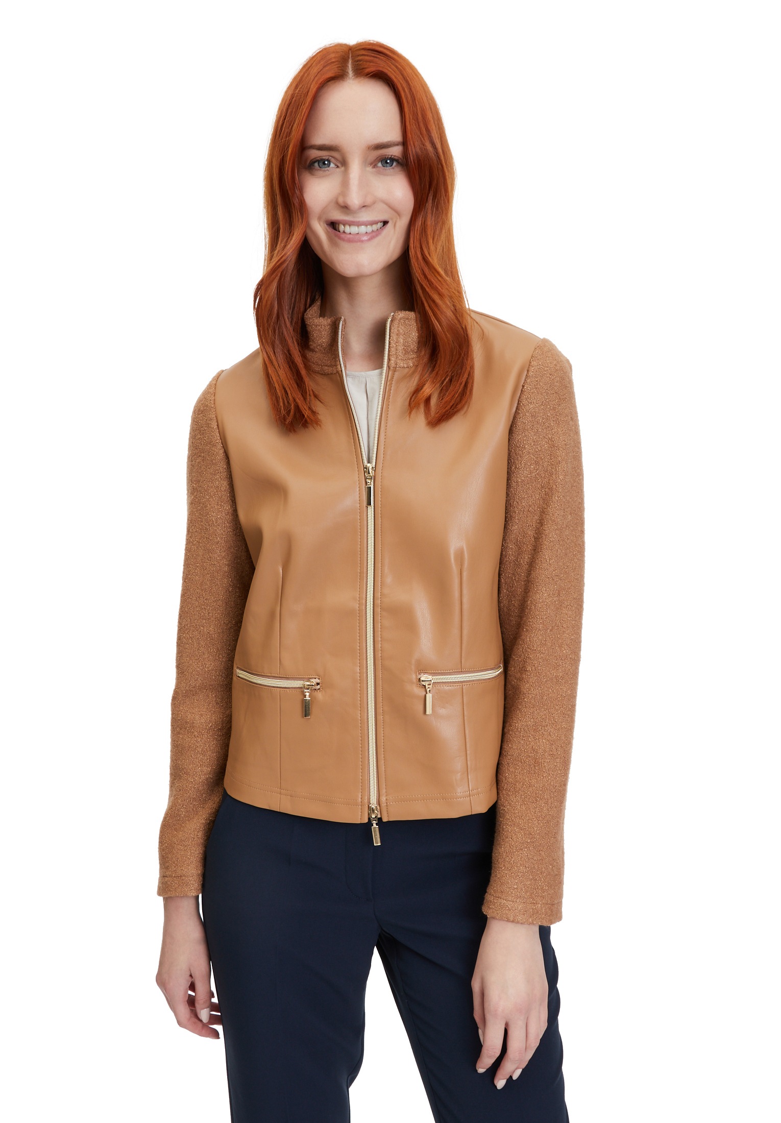 Betty Barclay Jackenblazer "Betty Barclay Blazer-Jacke mit Stehkragen", Materialmix