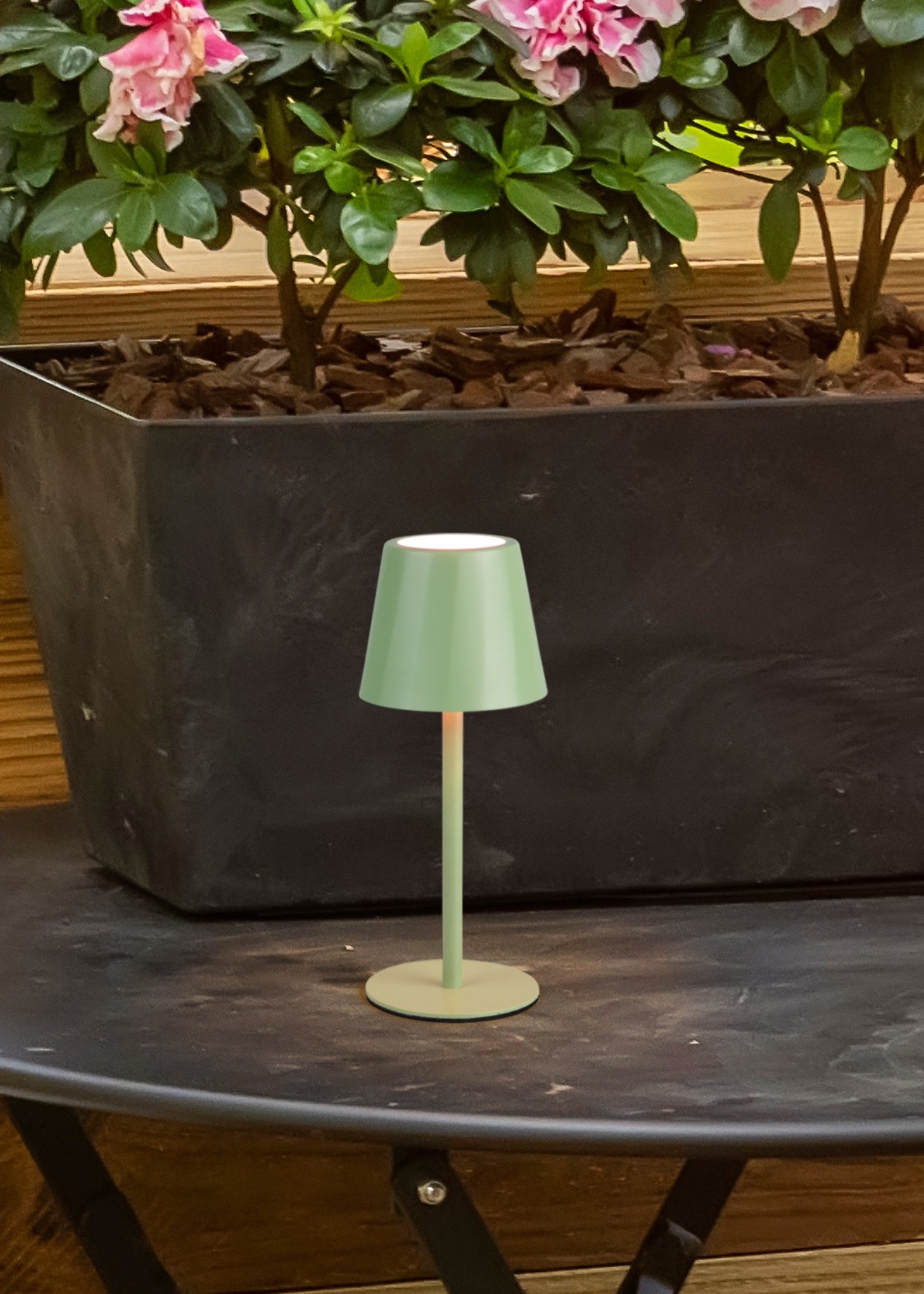 REALITY Leuchten LED Tischleuchte »DIAZ, Outdoor Akku Tischlampe Höhe 21 cm Ø 8,5 cm, IP44, Touchdimmer«, 1 flammig, Leuchtmittel LED-Board | LED fest integriert, CCT Lichtfarbe einstellbar 2700-6500K, 160 Lumen, 1,6W, USB Anschluss