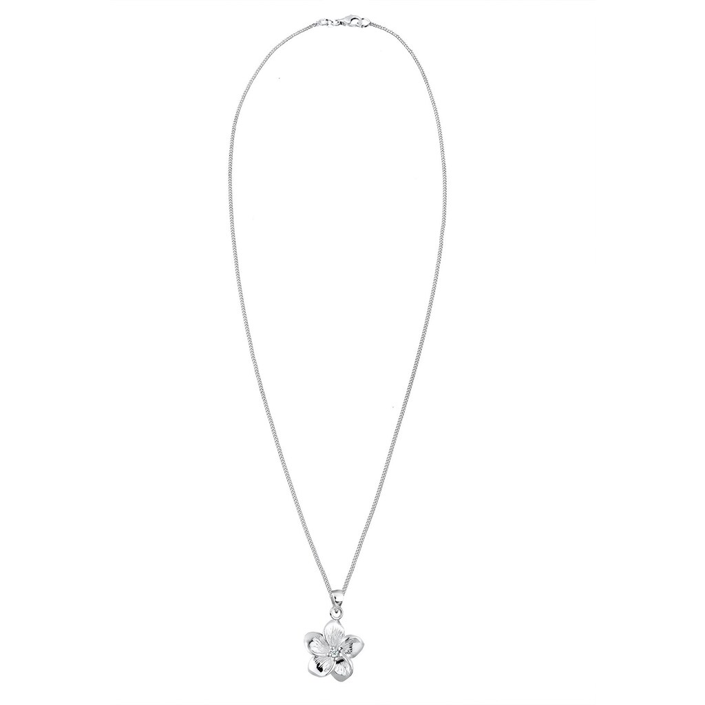 Elli DIAMONDS Collierkettchen »Frangipani Blüte Diamant (0.03 ct) 925 Silber«