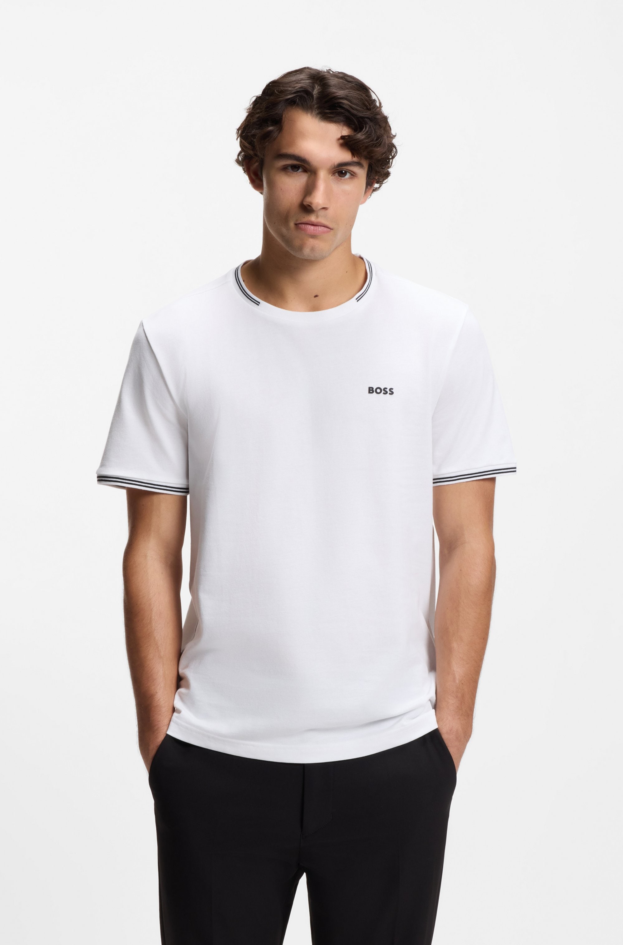 BOSS GREEN T-Shirt "Taul Stretch-Baumwoll-Pique" aus softem Stretch-Baumwoll-Piqué, Regular Fit, Kühlend