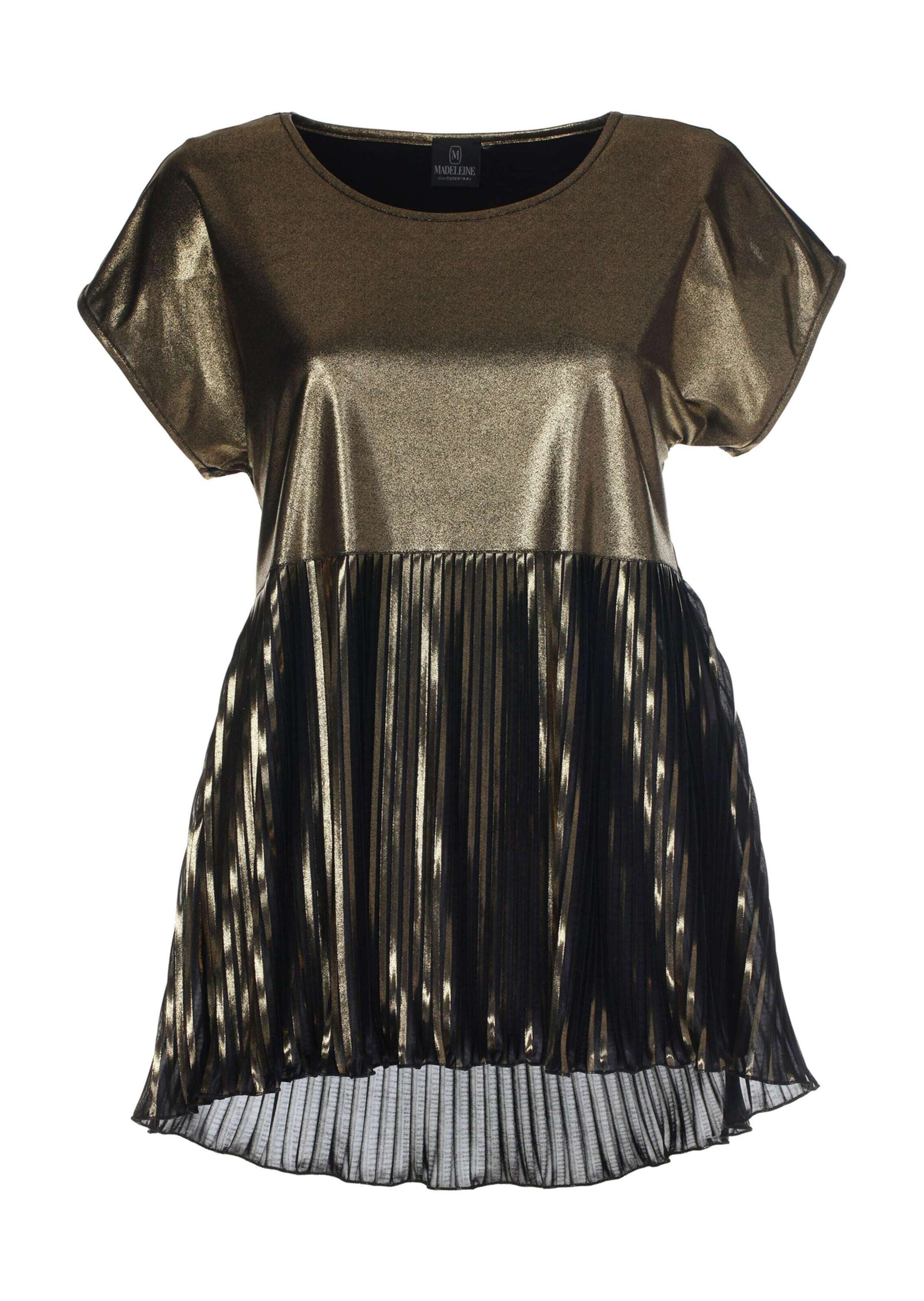 MADELEINE Kurzarmshirt "Shirt Metallic-Shirt mit Plissee, Rundhals"