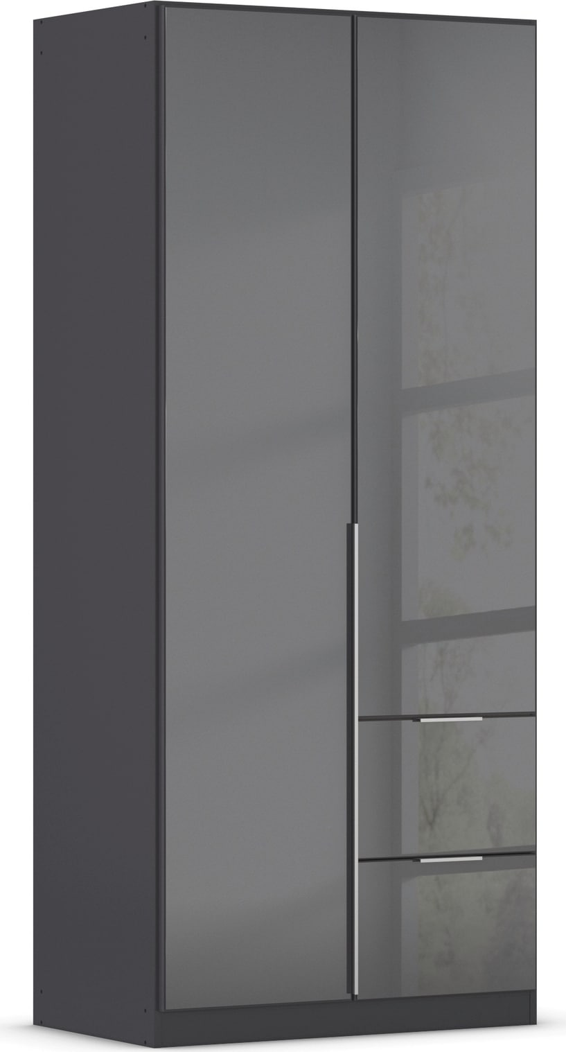 OTTO home Drehtürenschrank "Kleiderschrank Kleiderschränke Schrank Garderobe AGORDO mit Glasfront" in zwei Griff-Farben, Breiten 91-360 cm, mit Außenschubkästen, in 7 Breiten und 2 Höhen MADE IN GERMANY
